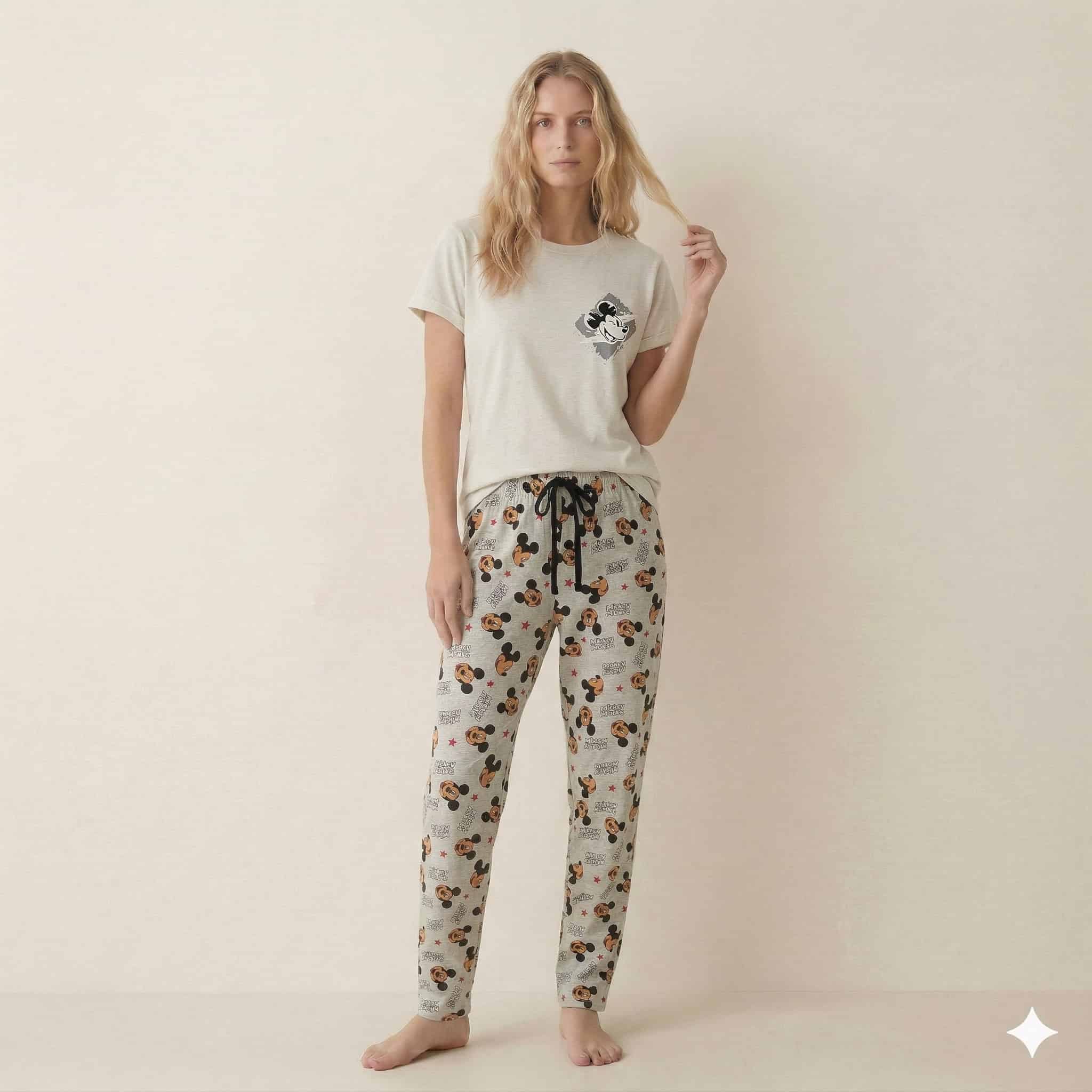 Mickey Mouse Women Pajama Set - Grey