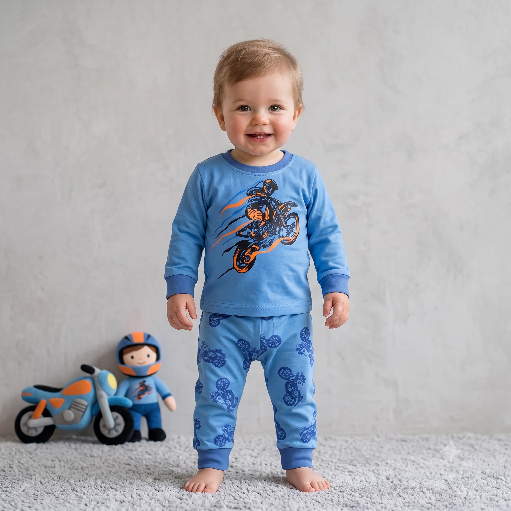 Turbo Rider Baby Boys Full Sleeves Pajama Set Blue