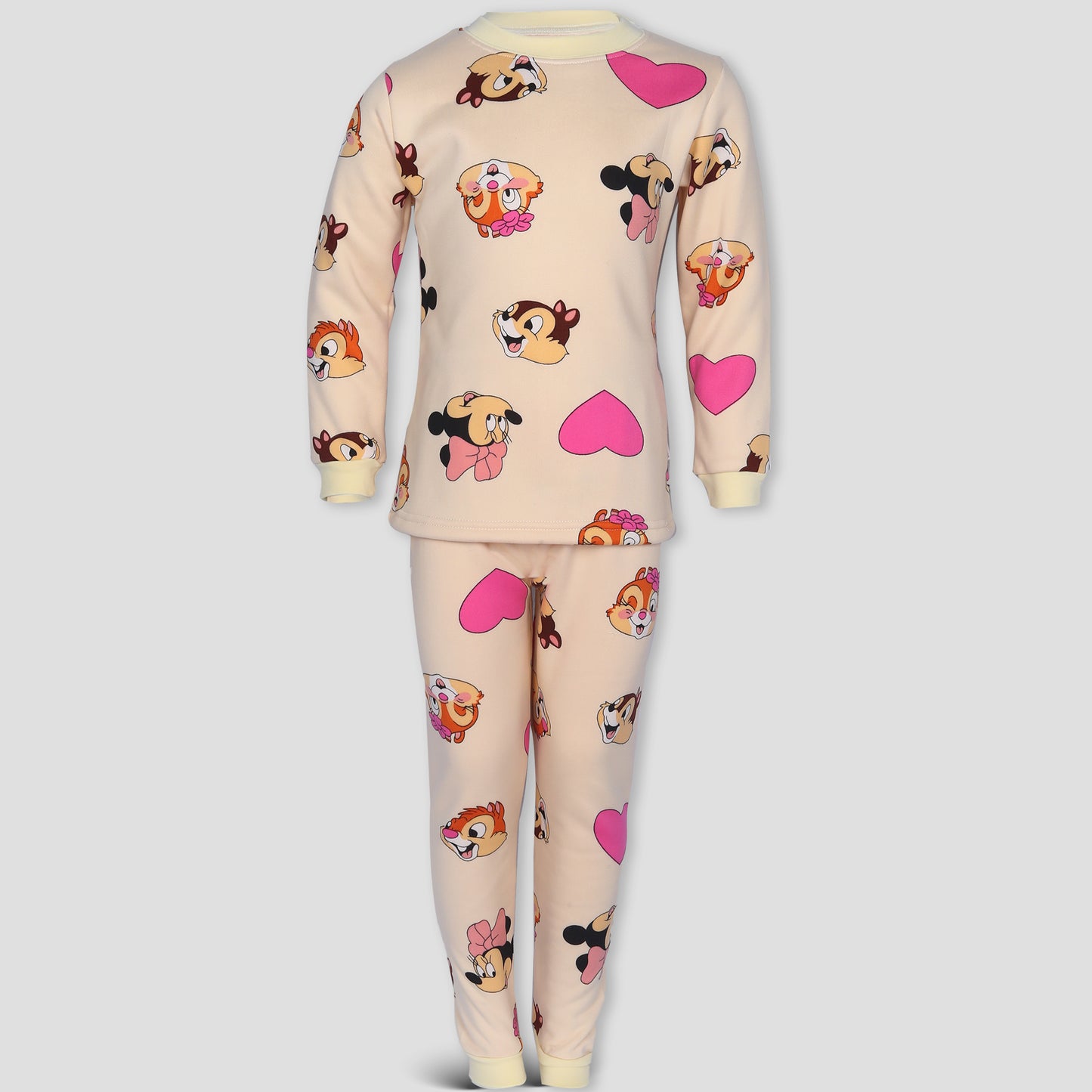 Minnie Mouse Girls Fleece Pajama Set - Beige