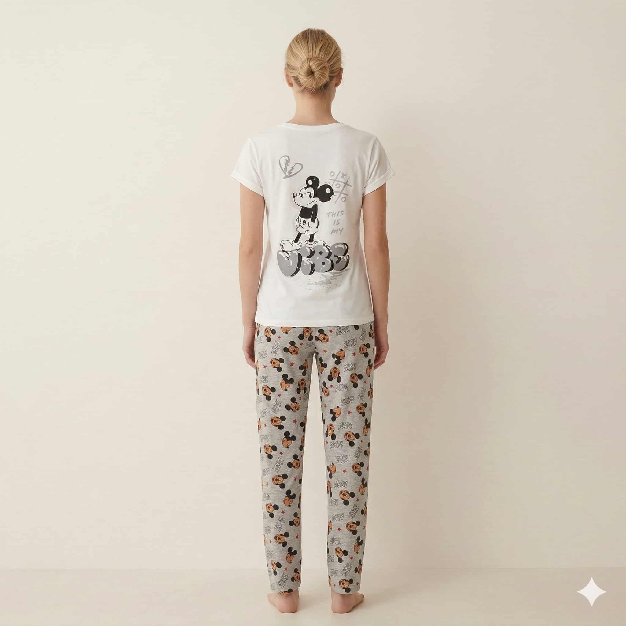 Mickey Mouse Women Pajama Set - Grey