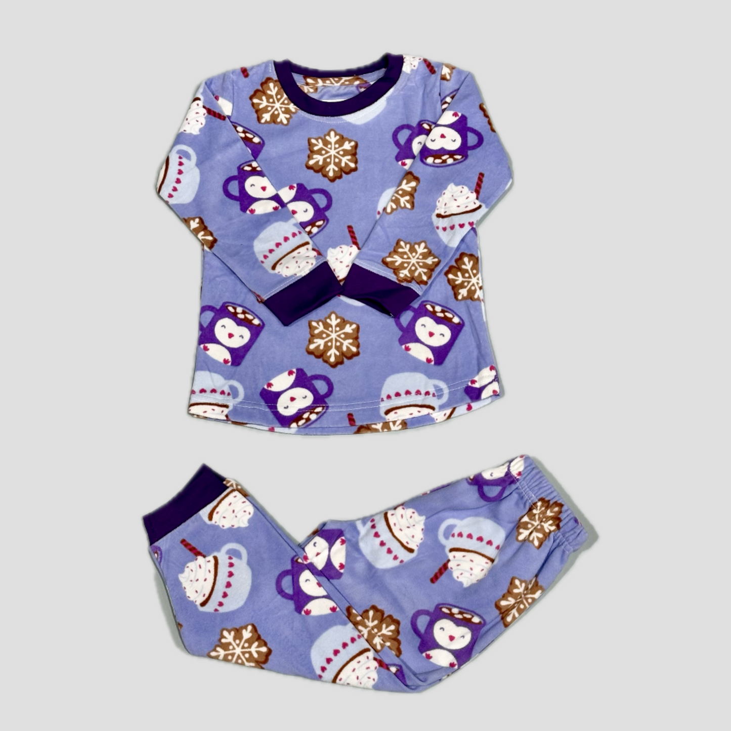 Smooth Sip Girls Fleece Pajama Set - Lavender