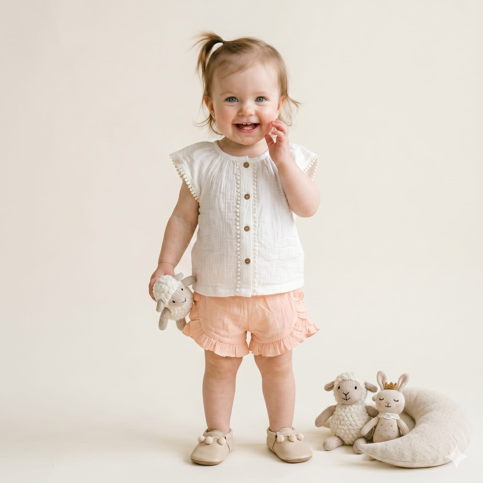 Ivory Charm Baby Girls Half Sleeves Set - White