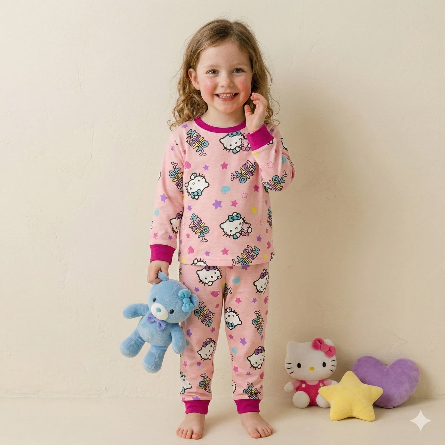 Hello Kitty Girls Full Sleeves Pajama Set - Pink