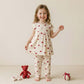 Red Mini Bows Girls Short Sleeves Pajama Set - Cream & Red