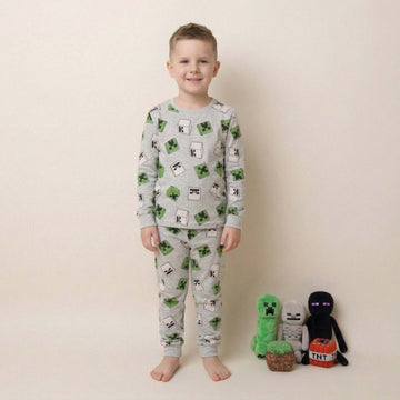 Minecraft Gaming Boy Pajama Set - Grey