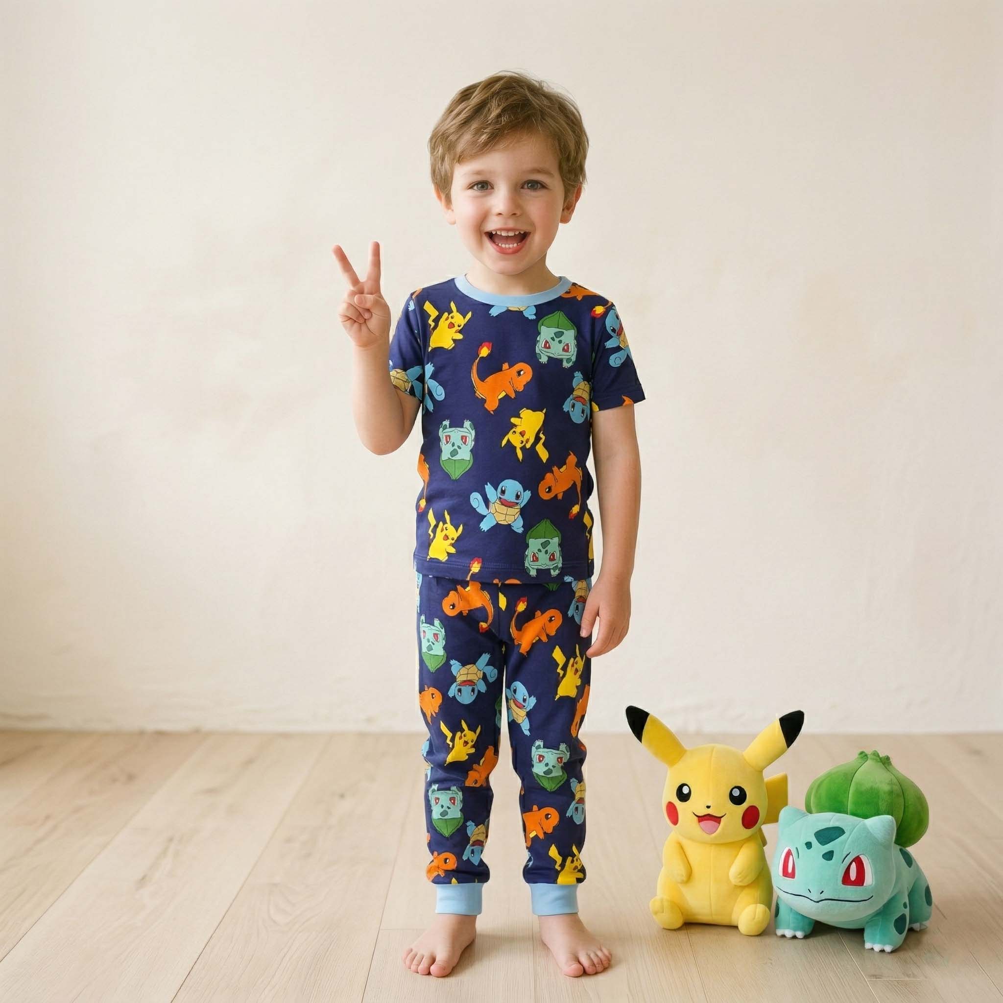 Pikachu Boys Full Sleeves Pajama Set - Navy Blue