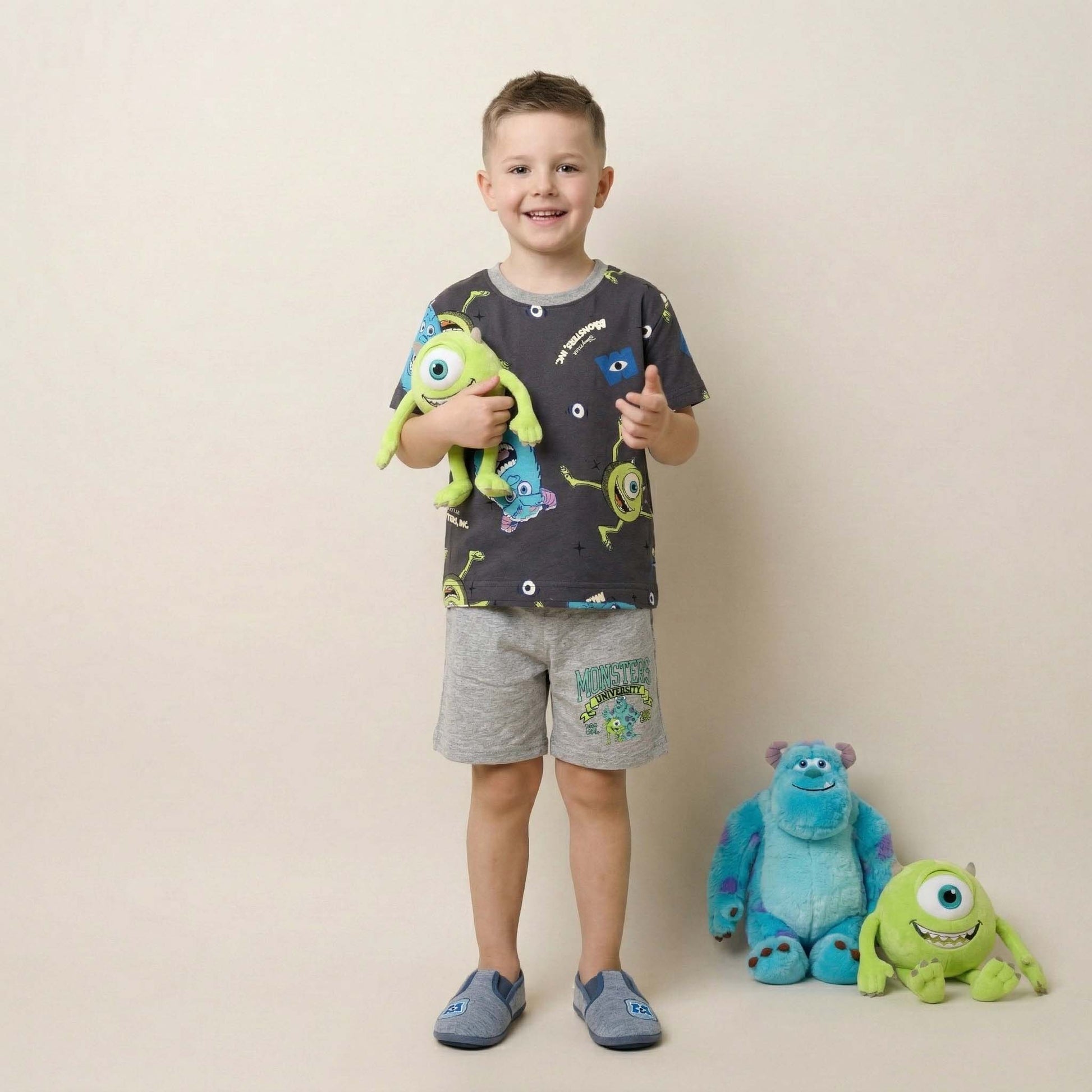 Monsters Boys Short Set - Grey