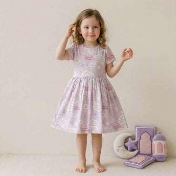 Ramadan Kareem Girls Frock - Lavender