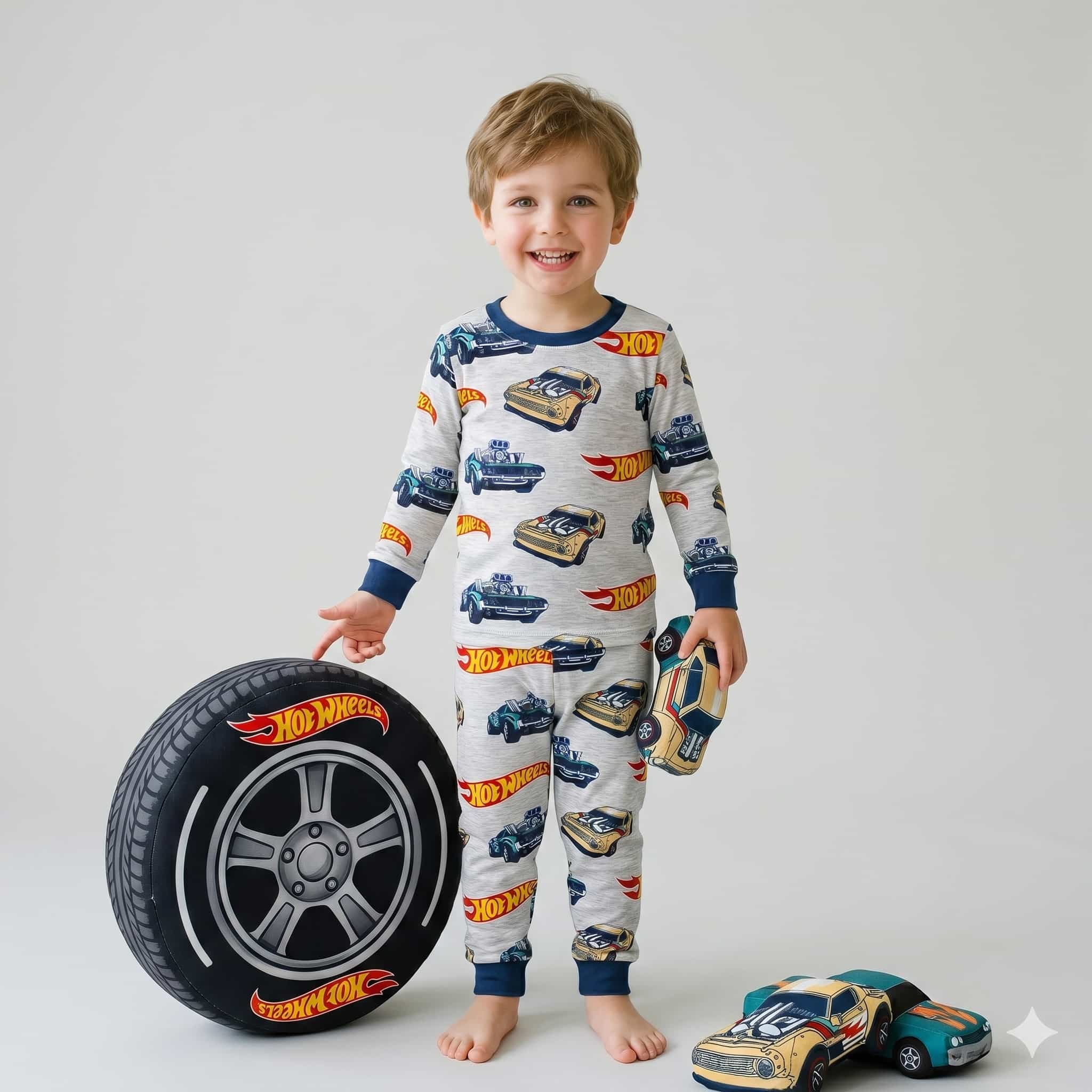Turbo-Charged Hot Wheels Boys Full Sleeves Pajama Set – Grey