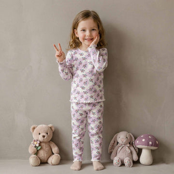 Balloon Flower Girls Full Sleeves Pajama Set - Purple