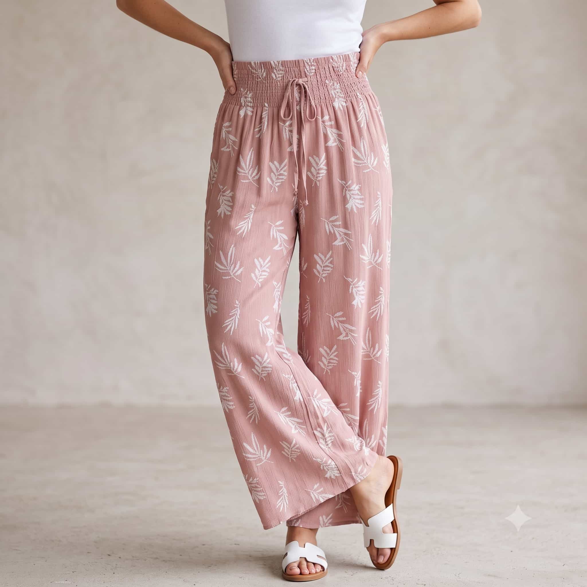 Flora Flow Plazzo Women Pants - Dusty Pink