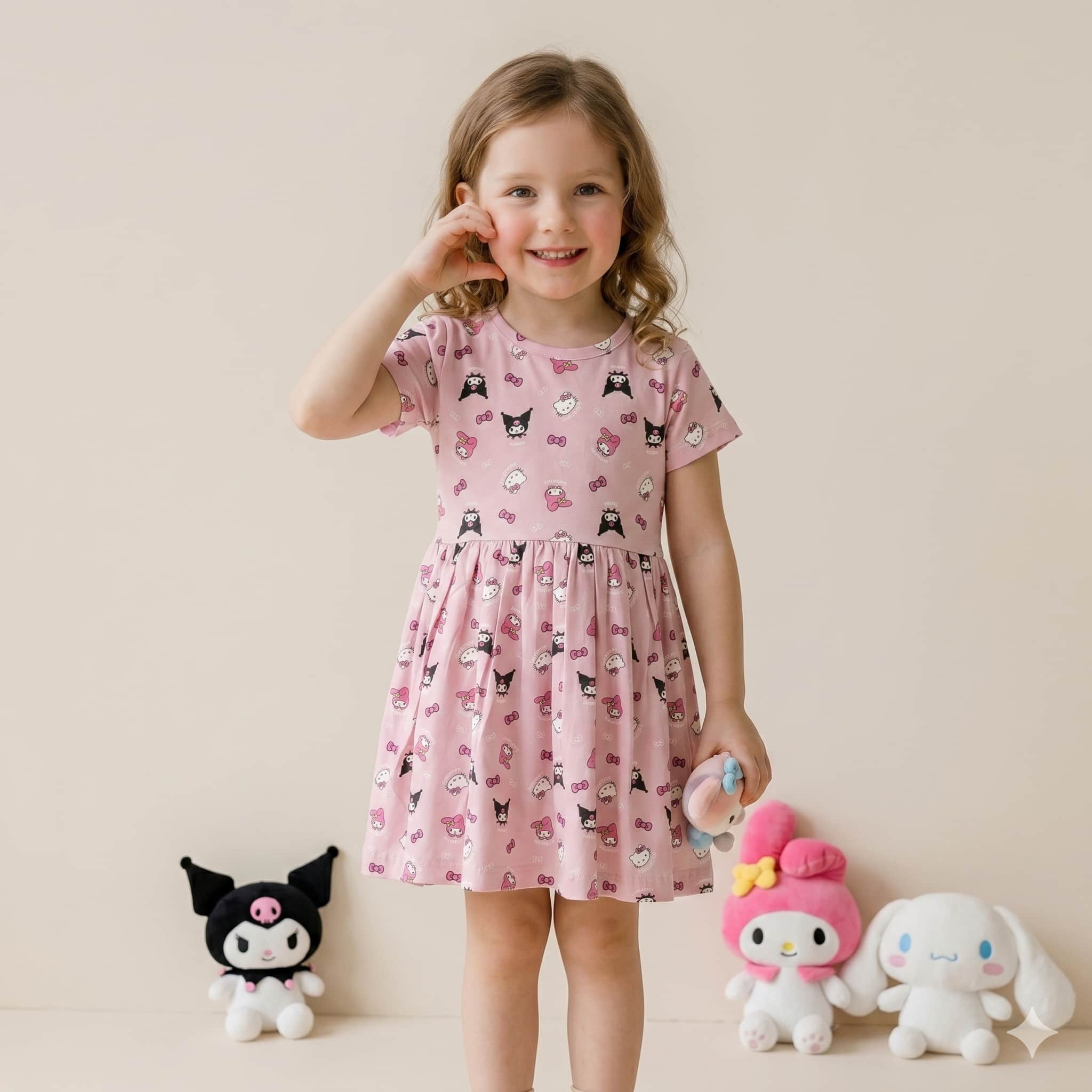 Kuromi Girls Frock - Pink