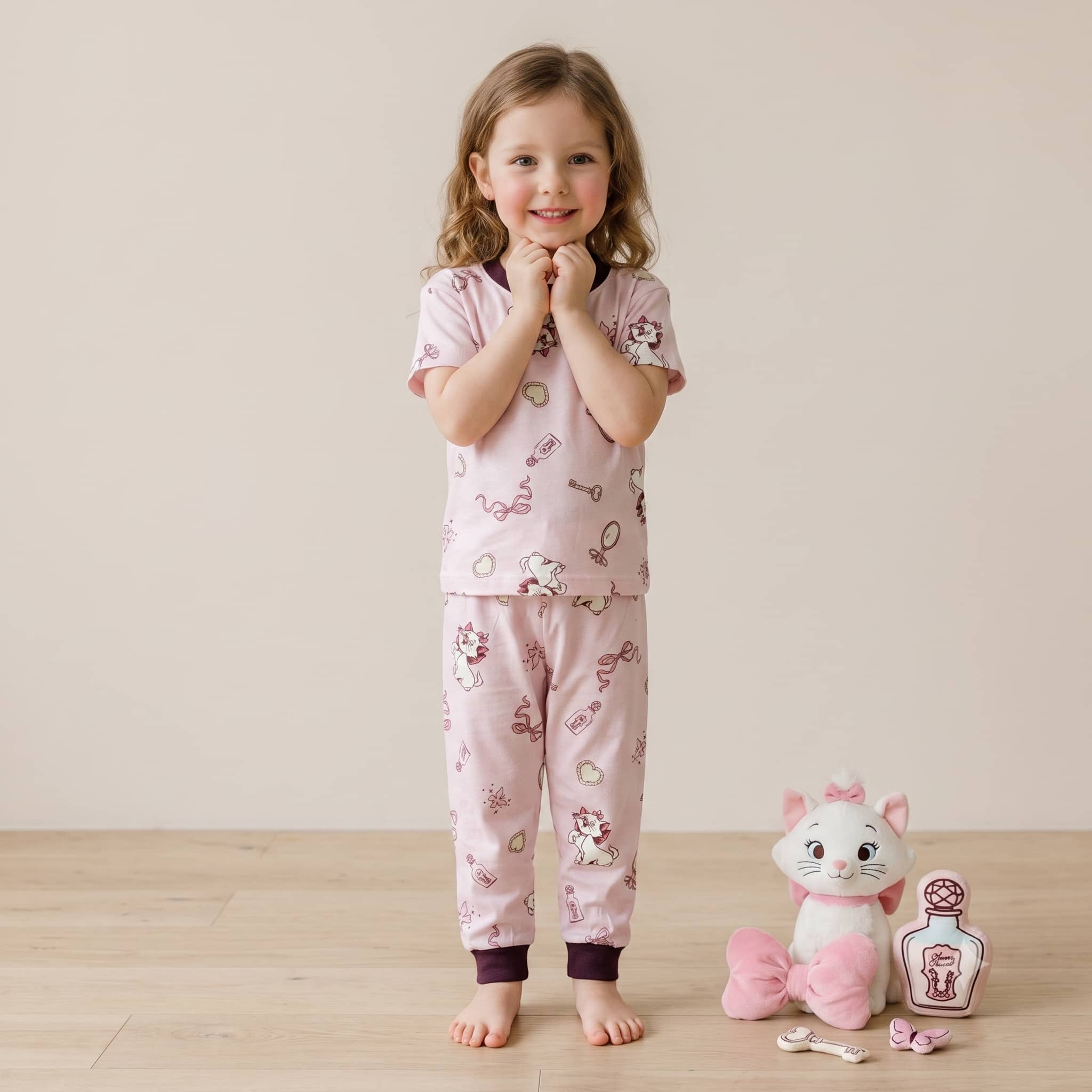 Kitty Girls Half Sleeves Pajama Set – Light Pink