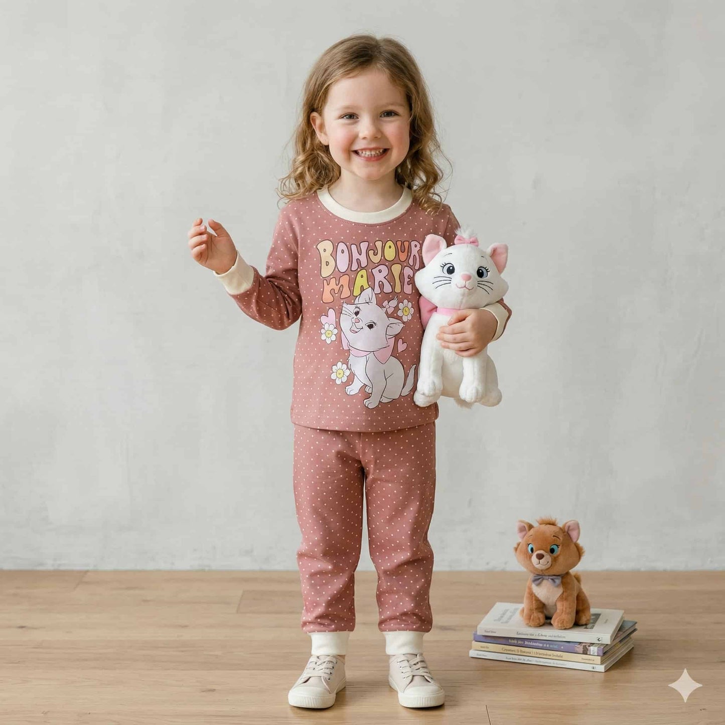 Marie Girls Full Sleeves Pajama Sets - Brown