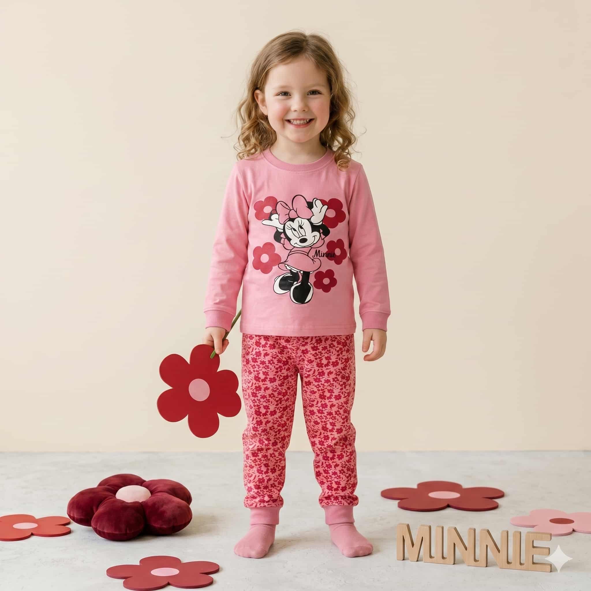 Minnie Mouse Girls Full Sleeves Pajama Set - Pink