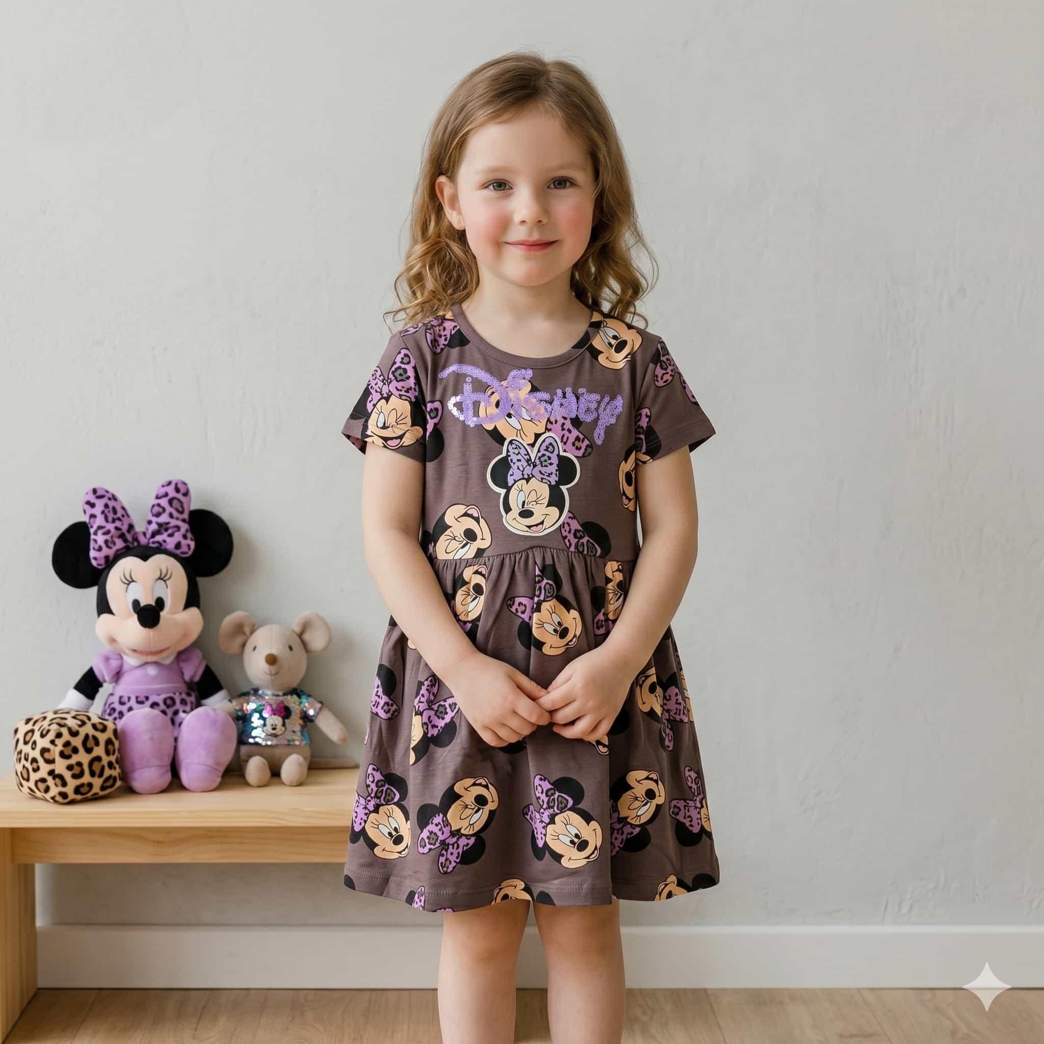 Minnie Mouse Girls Frock - Brown