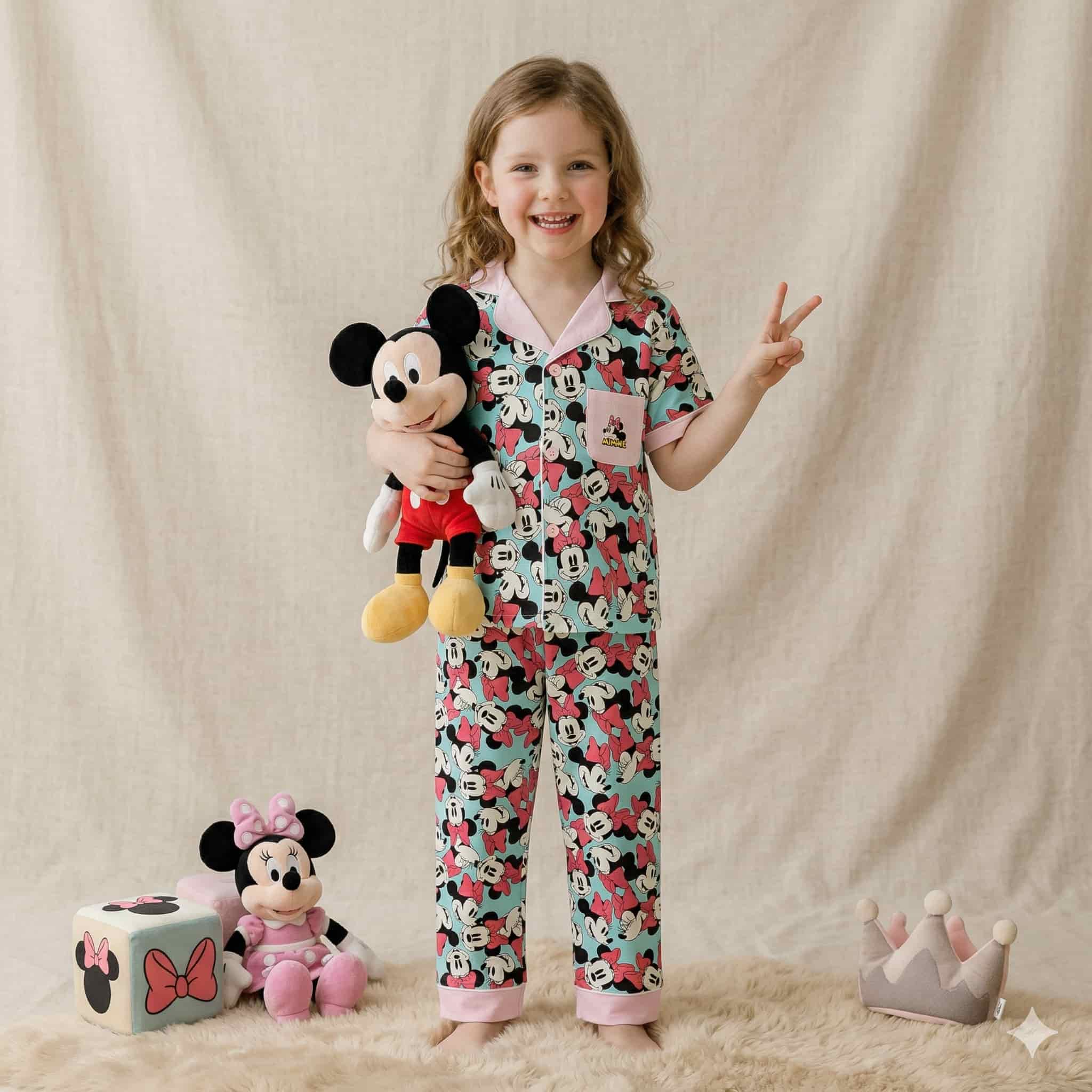 Minnie Girls Half Sleeves Pajama Set - Blue