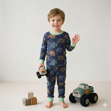 Monster Mash Boys Full Sleeves Pajama Set - Blue