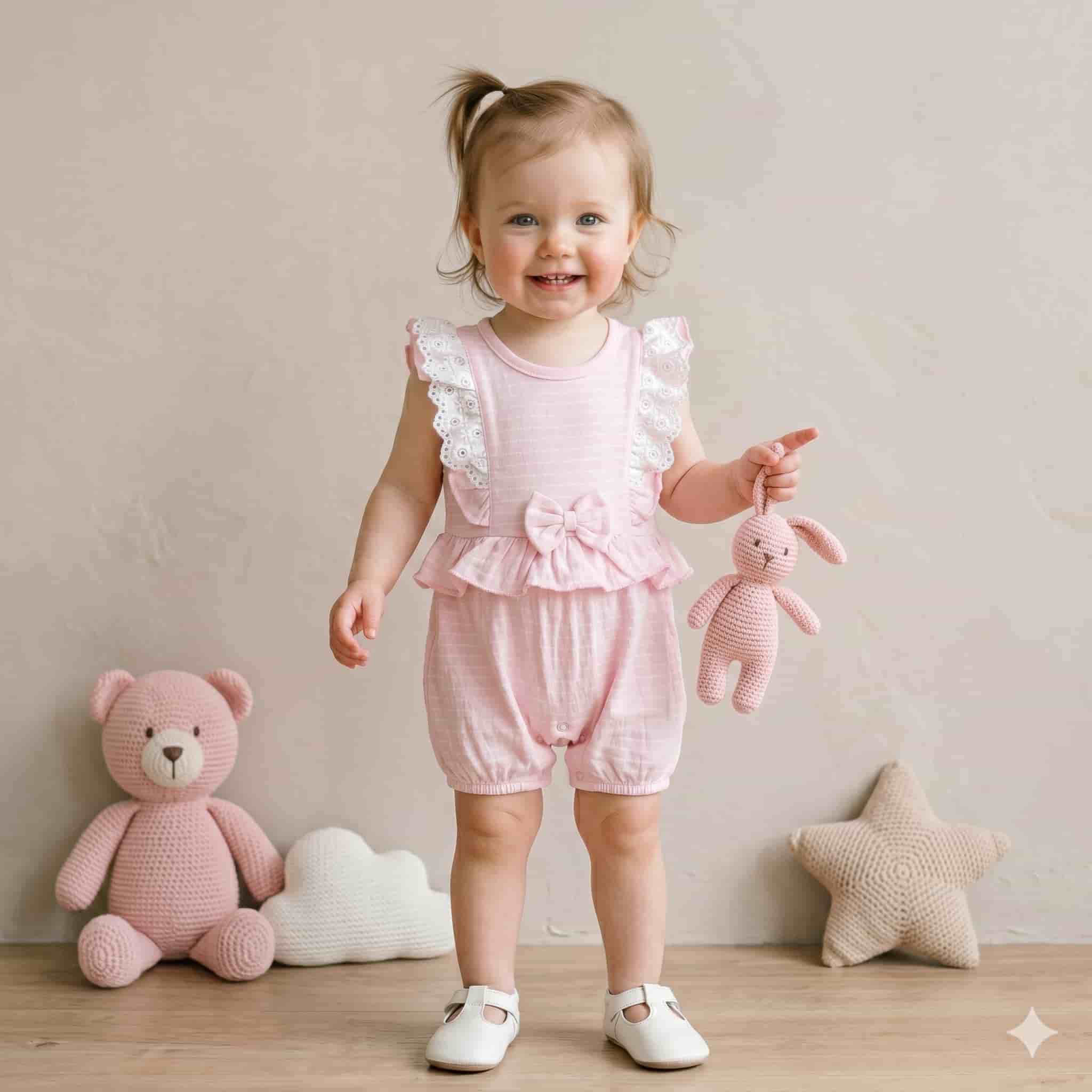 Blush Bloom Baby Girls Half Sleeves Set - Pink