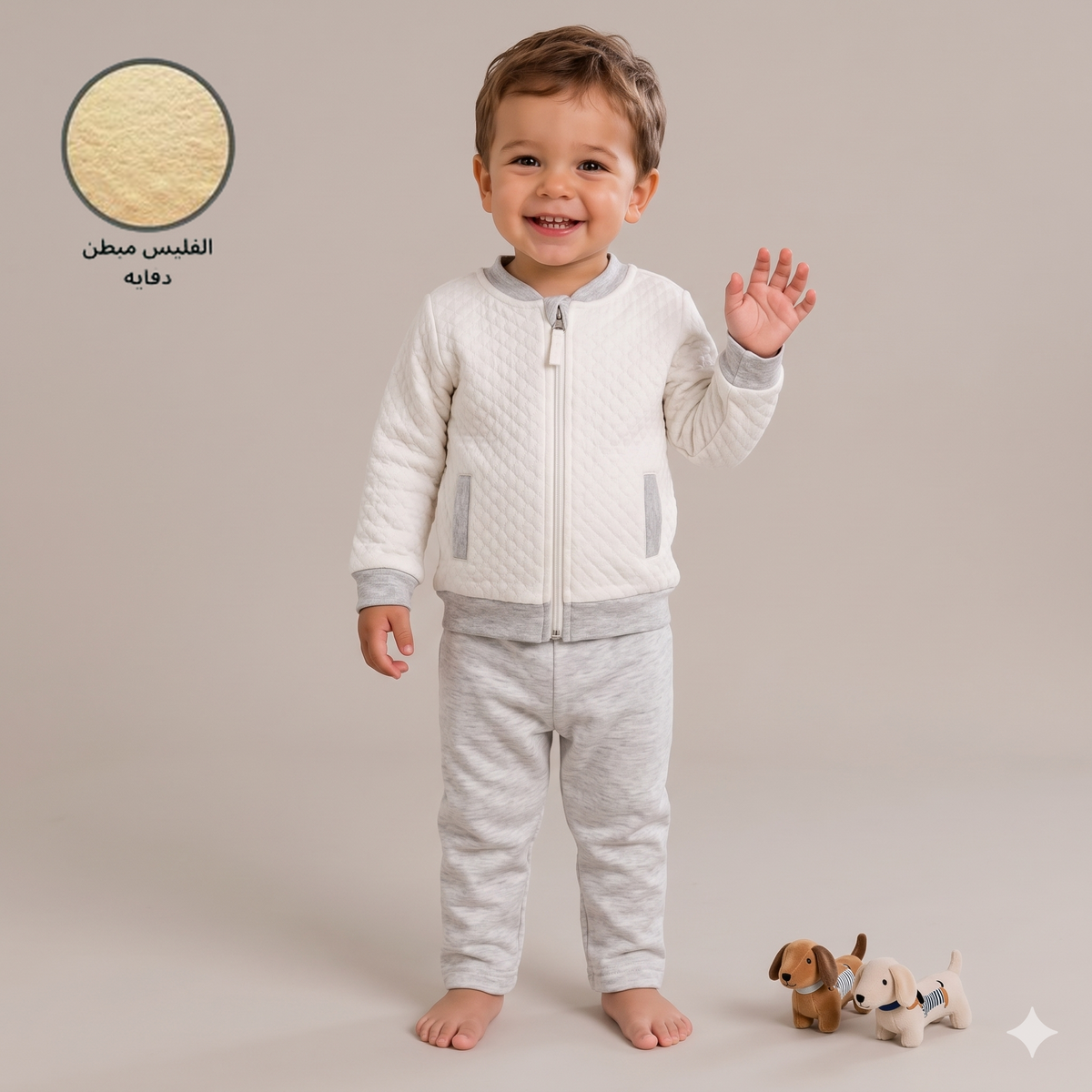 Cozy Cloud Baby Boys Winter Full Sleeves Pajama Set – Ivory White