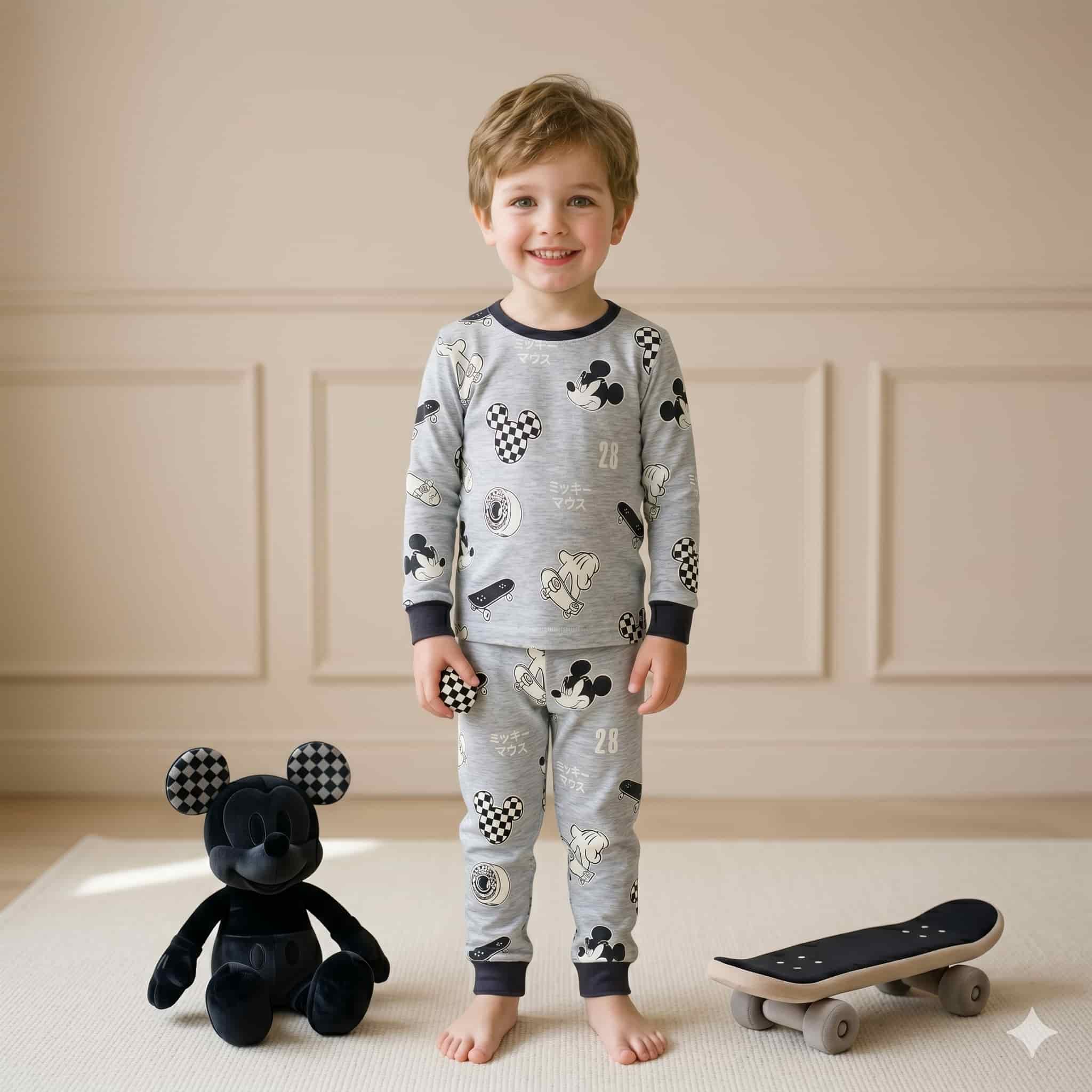 Mickey Mouse Full sleeves boy pajama Set - Grey