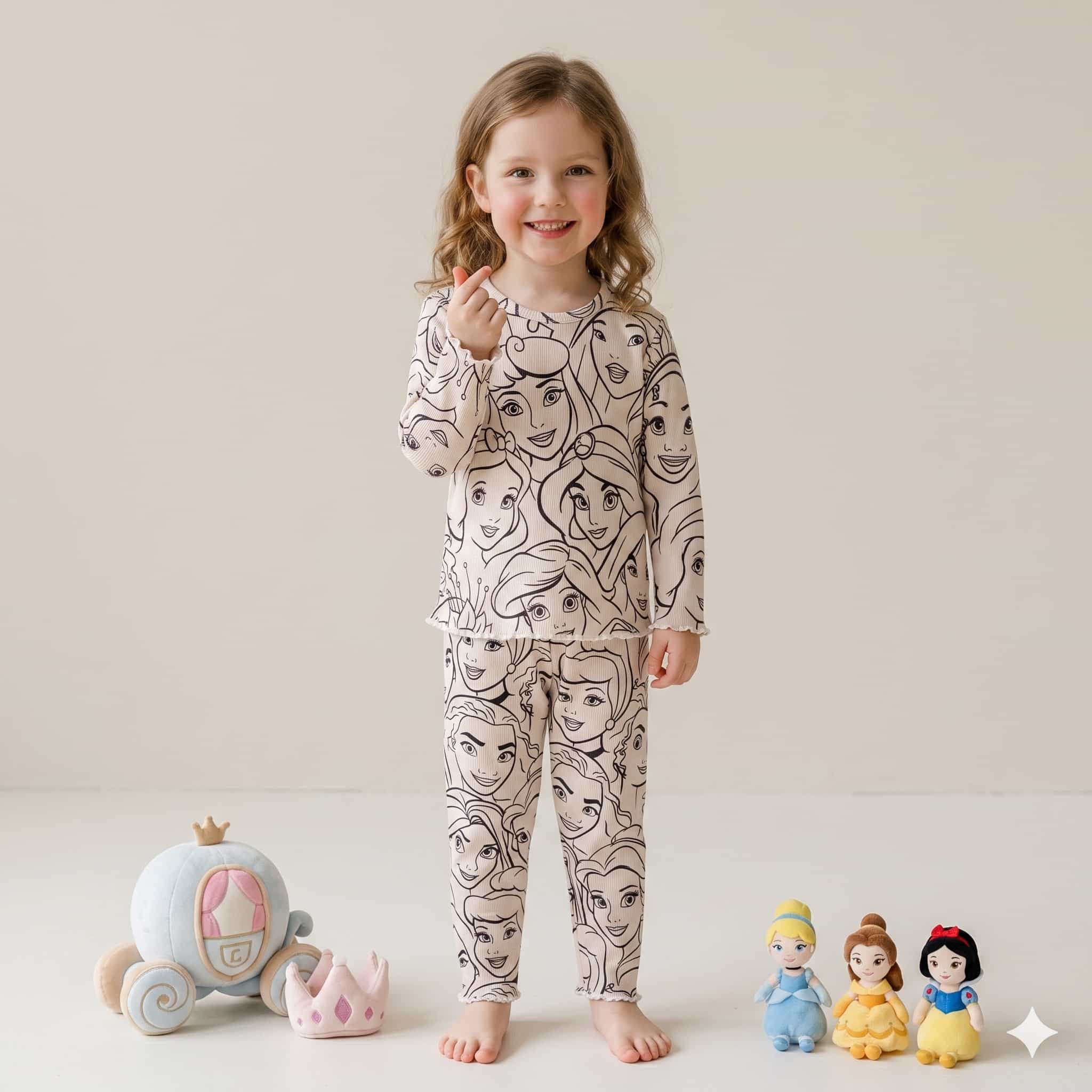 Princess Dream Girls Full Sleeves Pajama Set – Light Pink