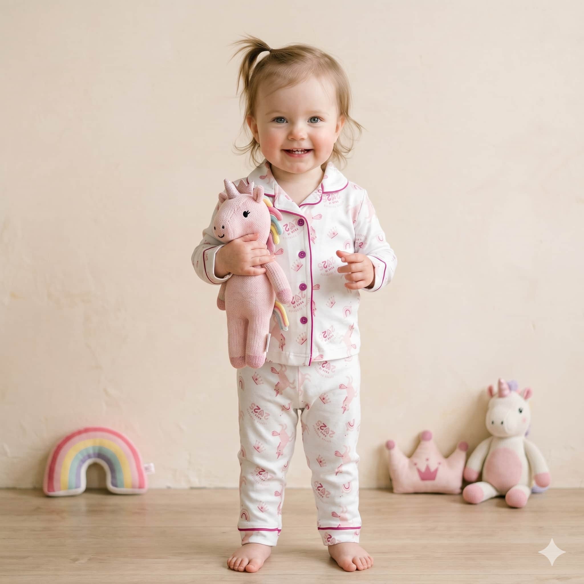 Magical Dreams Baby Girls Full Sleeves Pajama Set - White