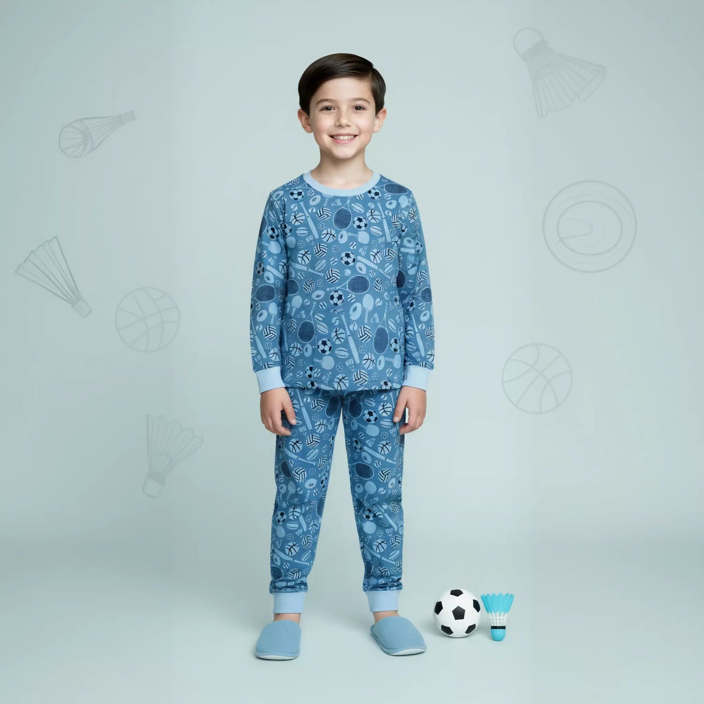 Sport Doodle Boy Pajama Set- Blue