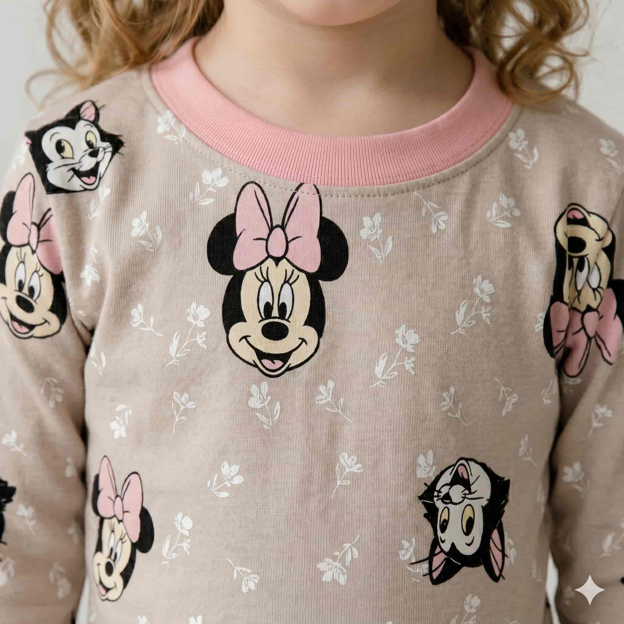 Minnie Mouse Girls Full Sleeves Pajama Set – Beige