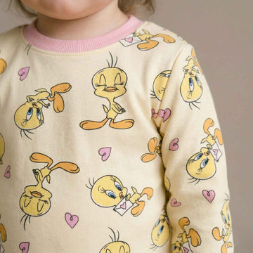 Tweety Baby Girl Full Sleeves Pajama Set - Yellow