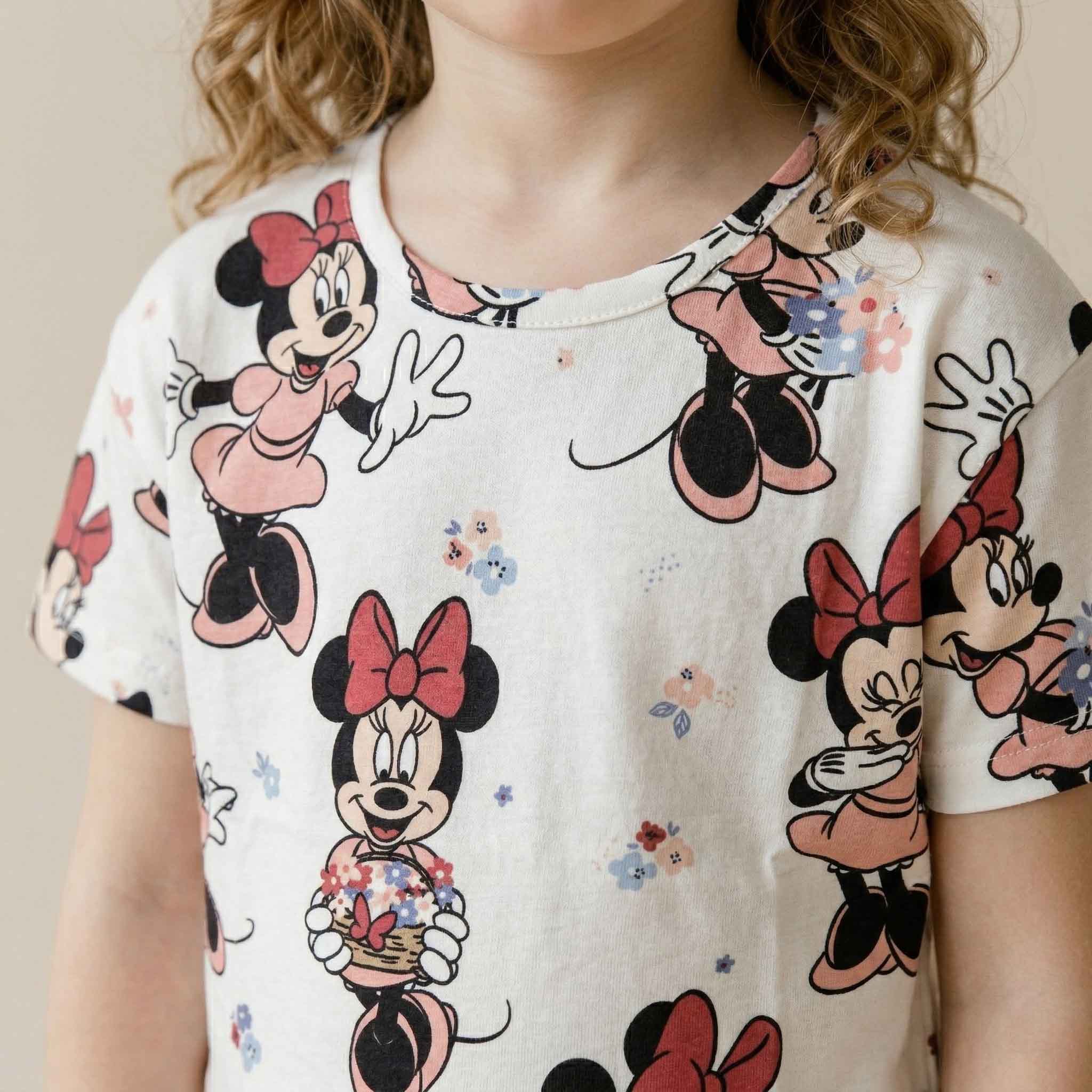 Pretty Minnie Mouse Girls Short Set - White