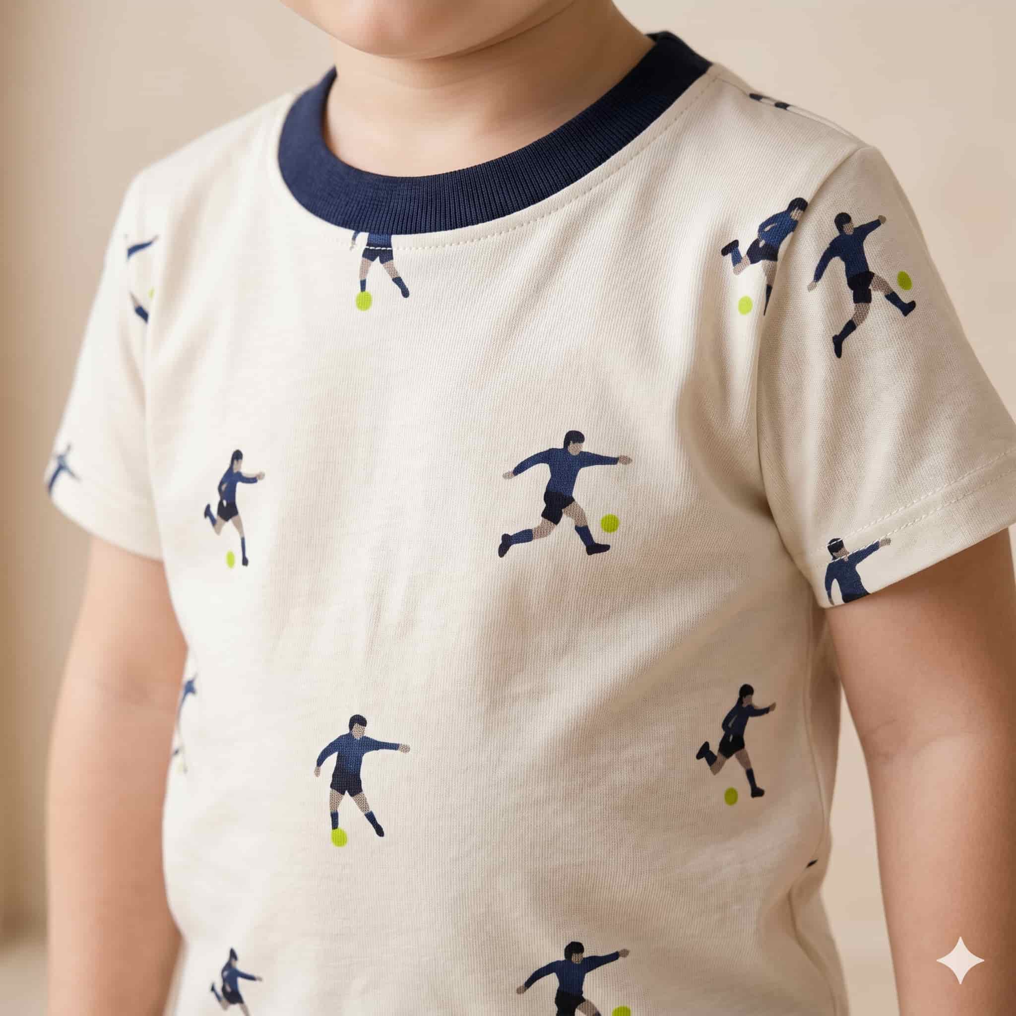 Goal Rush Boys Half Sleeves Short Set - Cream