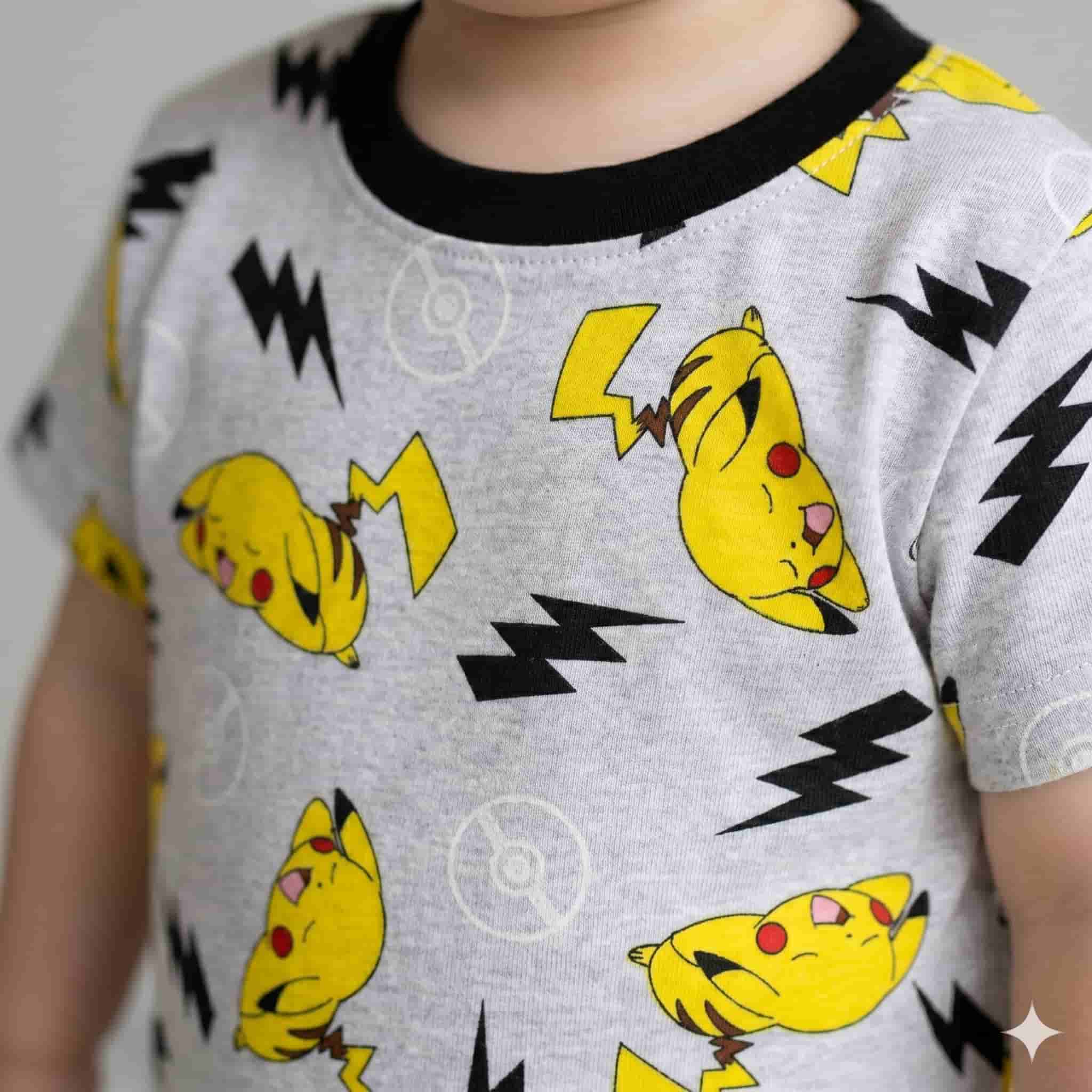 Pikachu Baby Boys Half Sleeves Set - Grey