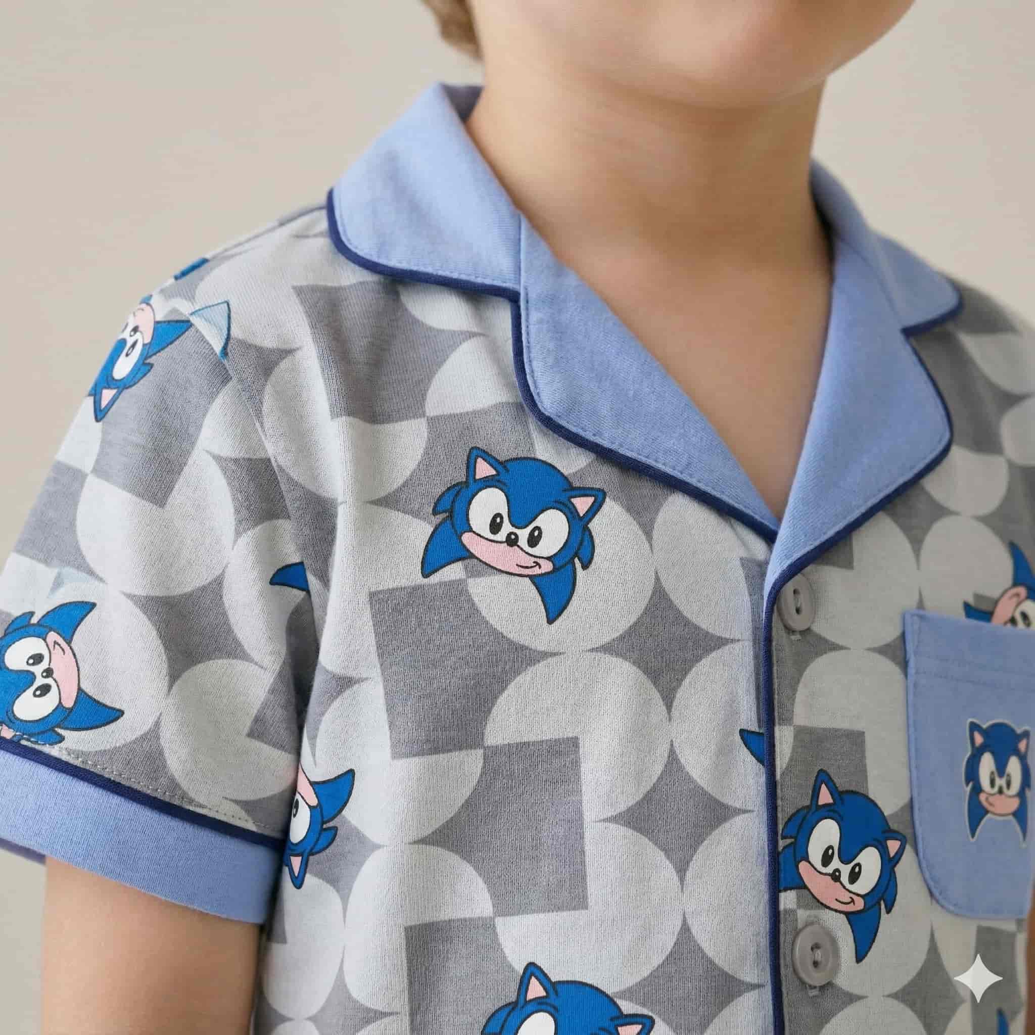 Sonic Boys Half Sleeves Pajama Set - Blue
