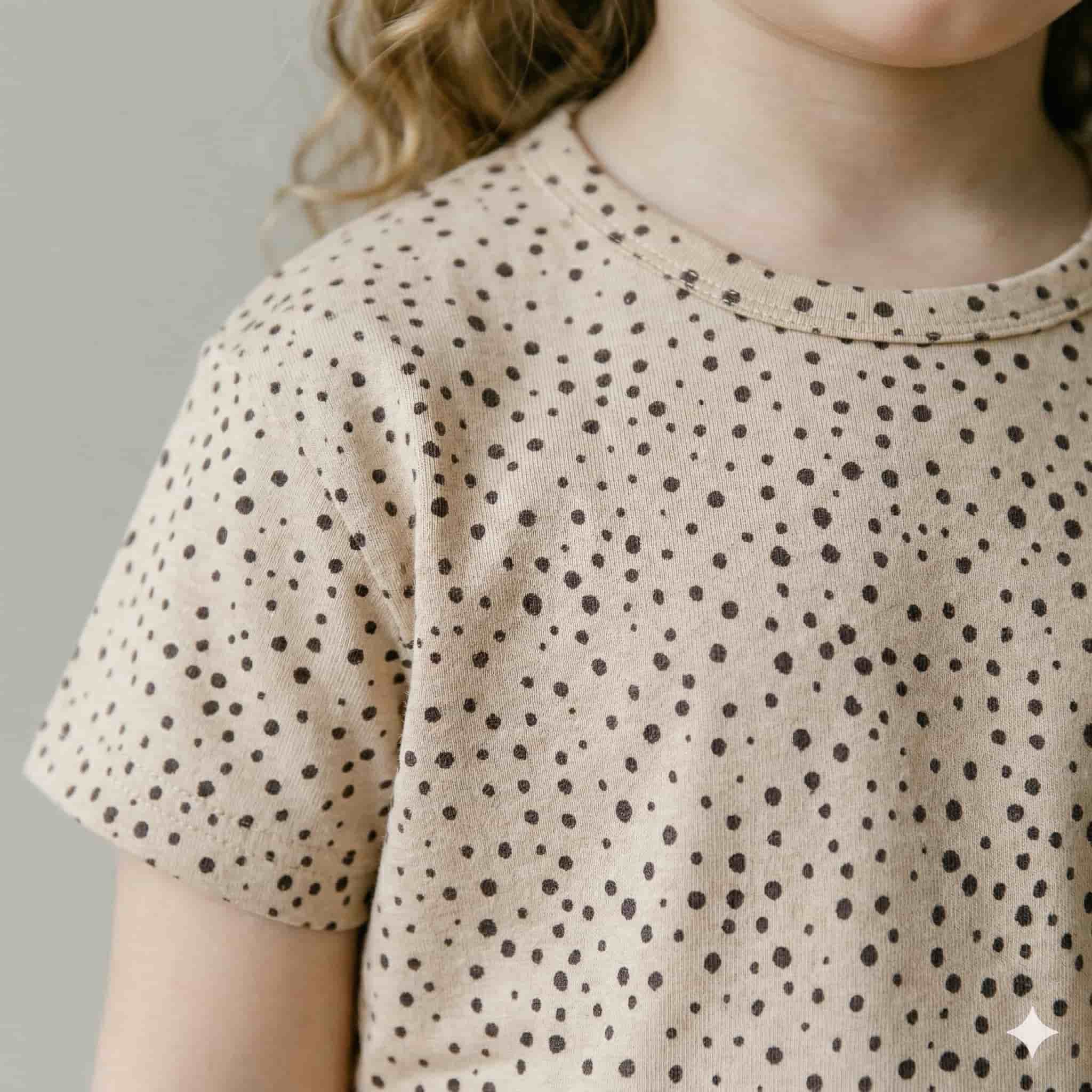 Polka Dot Girls Short Set- Beige