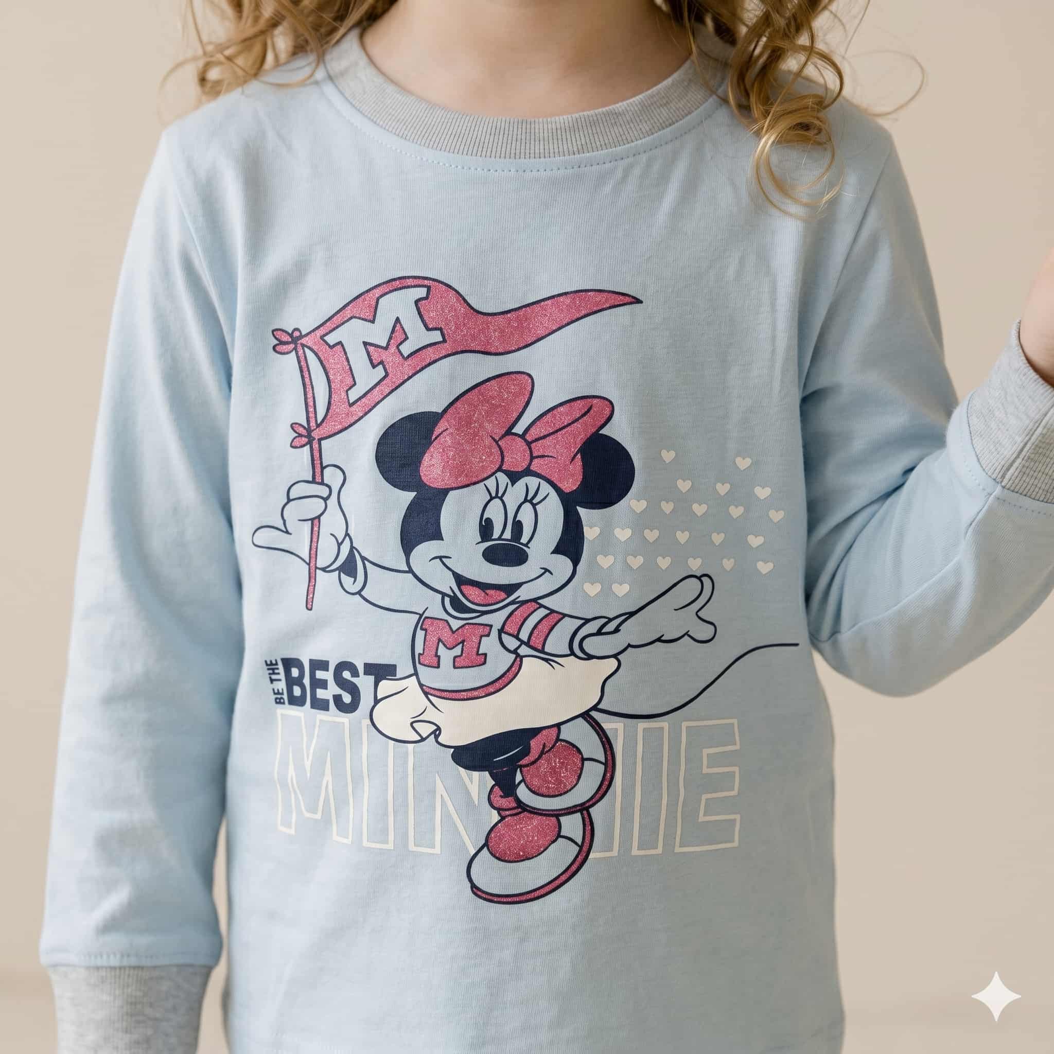 Minnie Mouse Girls Full Sleeves Pajama Set - Sky Blue