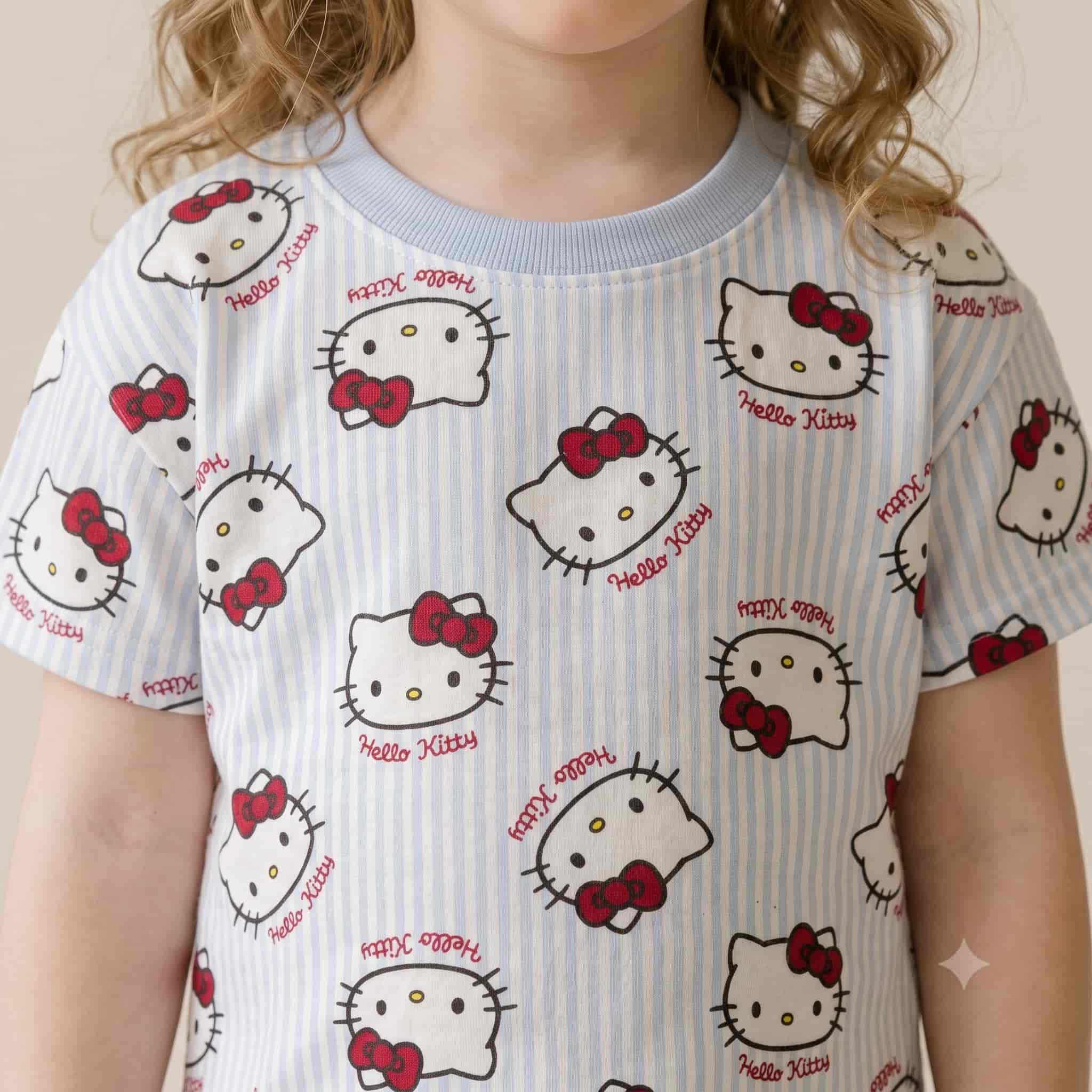 Hello Kitty Girls Half Sleeves Pajama Set – Light Blue