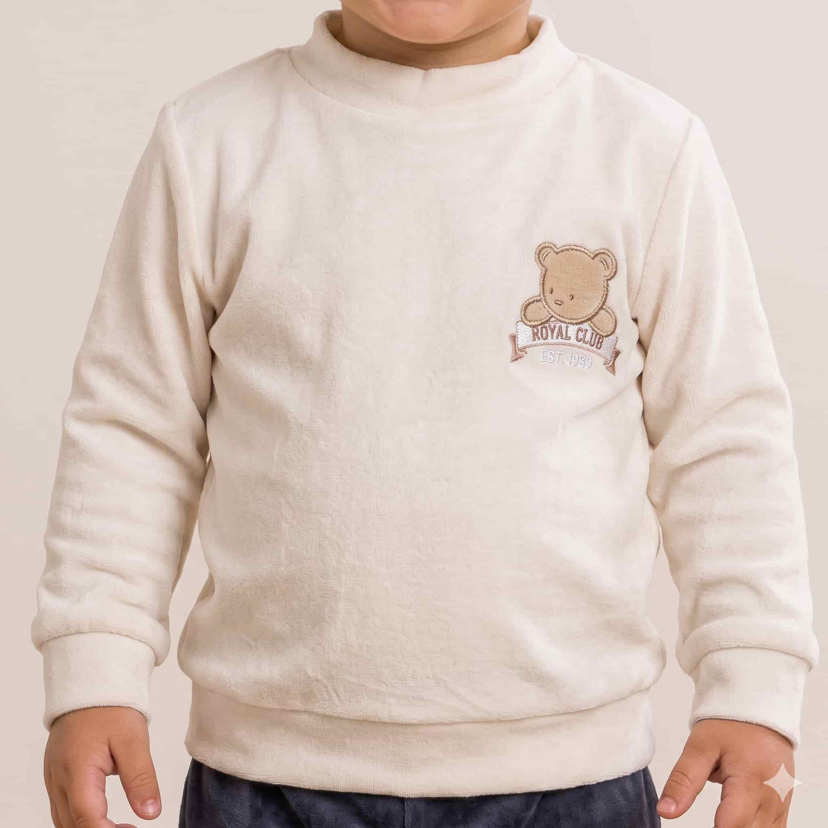 Royal Cuddles Baby Boys Winter Full Sleeves Pajama Set – Cream White & Charcoal Grey