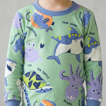 Oceanic Explorer Boys Full Sleeves Pajama Set - Green