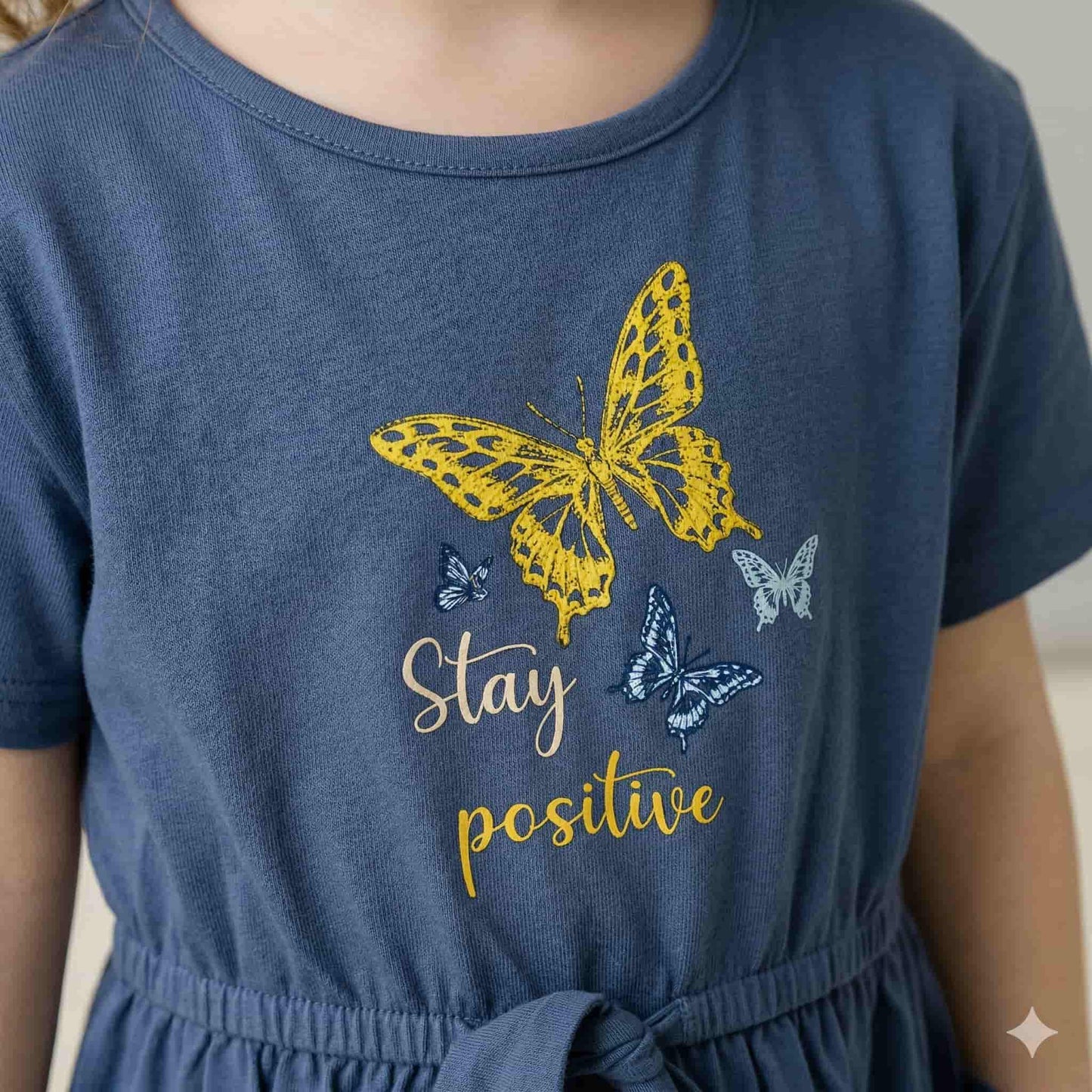 Butter Fly Girl Frock - Dark Blue