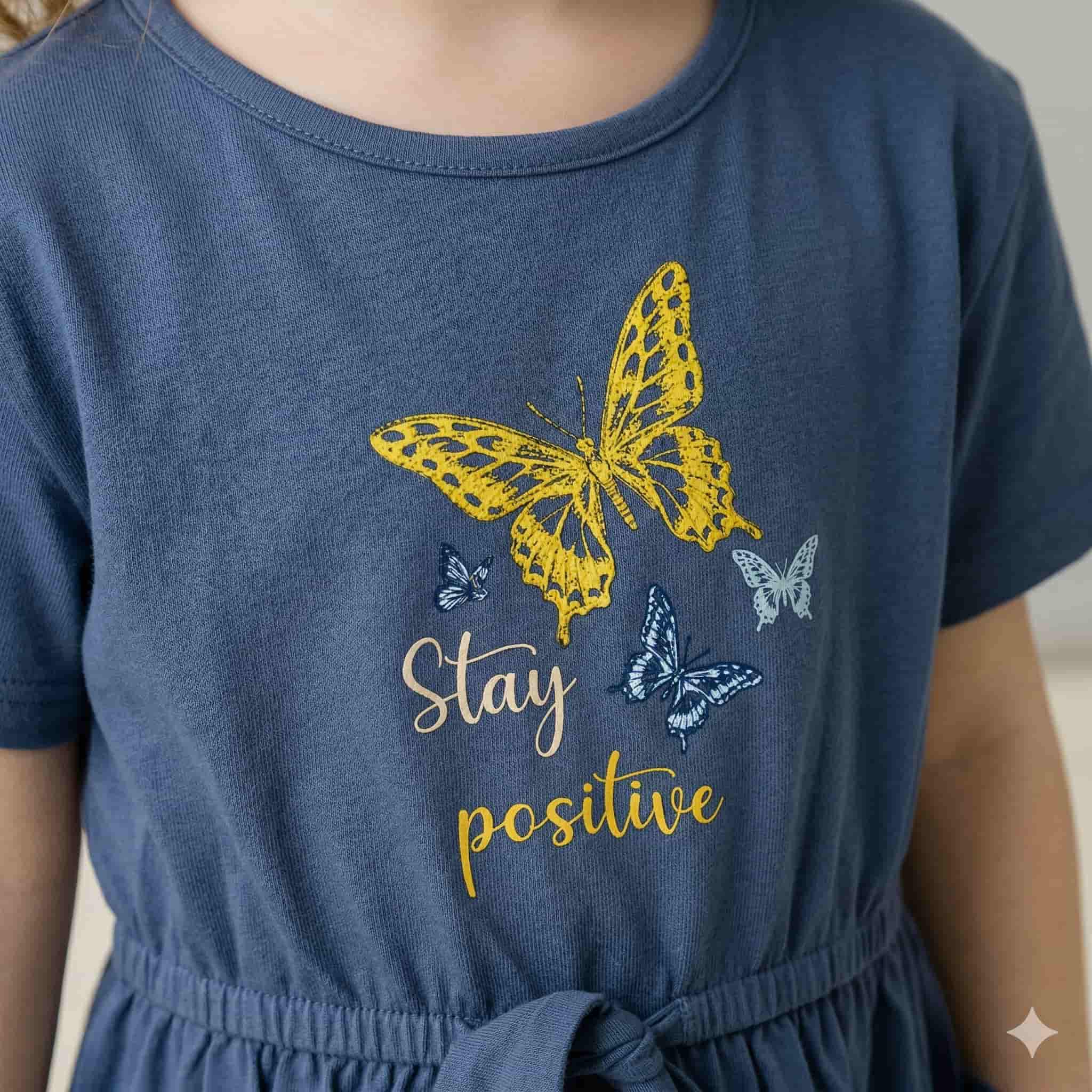 Butter Fly Girl Frock - Dark Blue