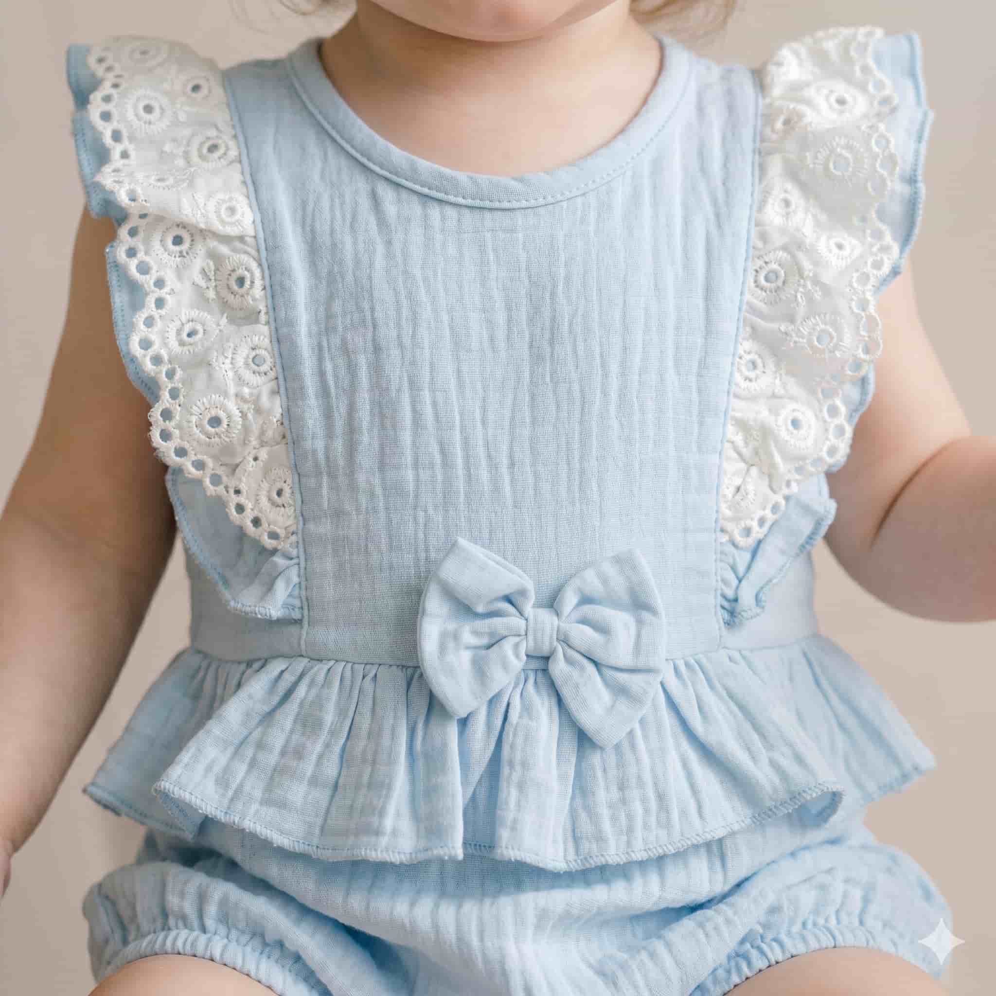 Sky Petal Baby Girls Half Sleeves Set - Blue