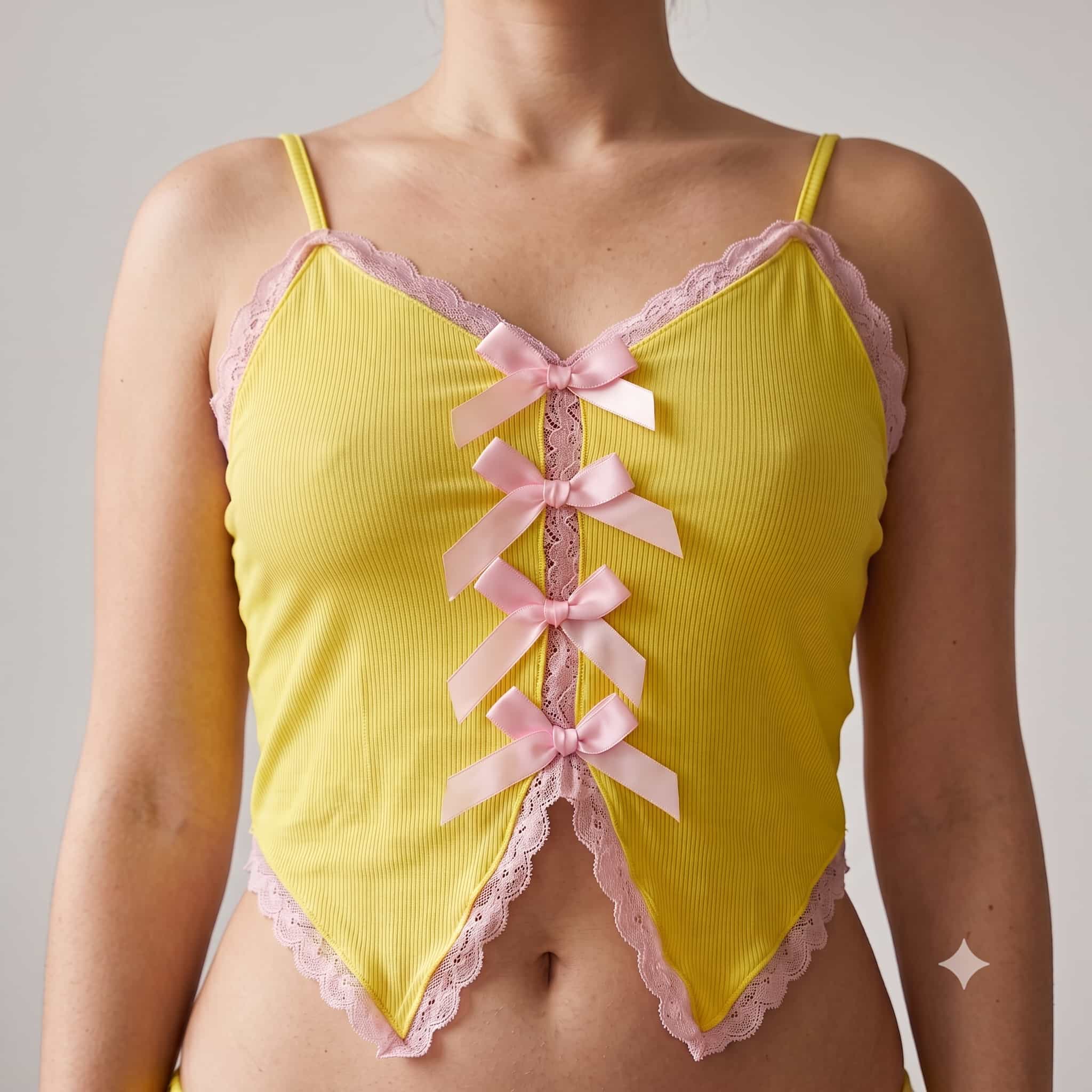 Sunny Ribbon Women Cami Short Set - Yellow