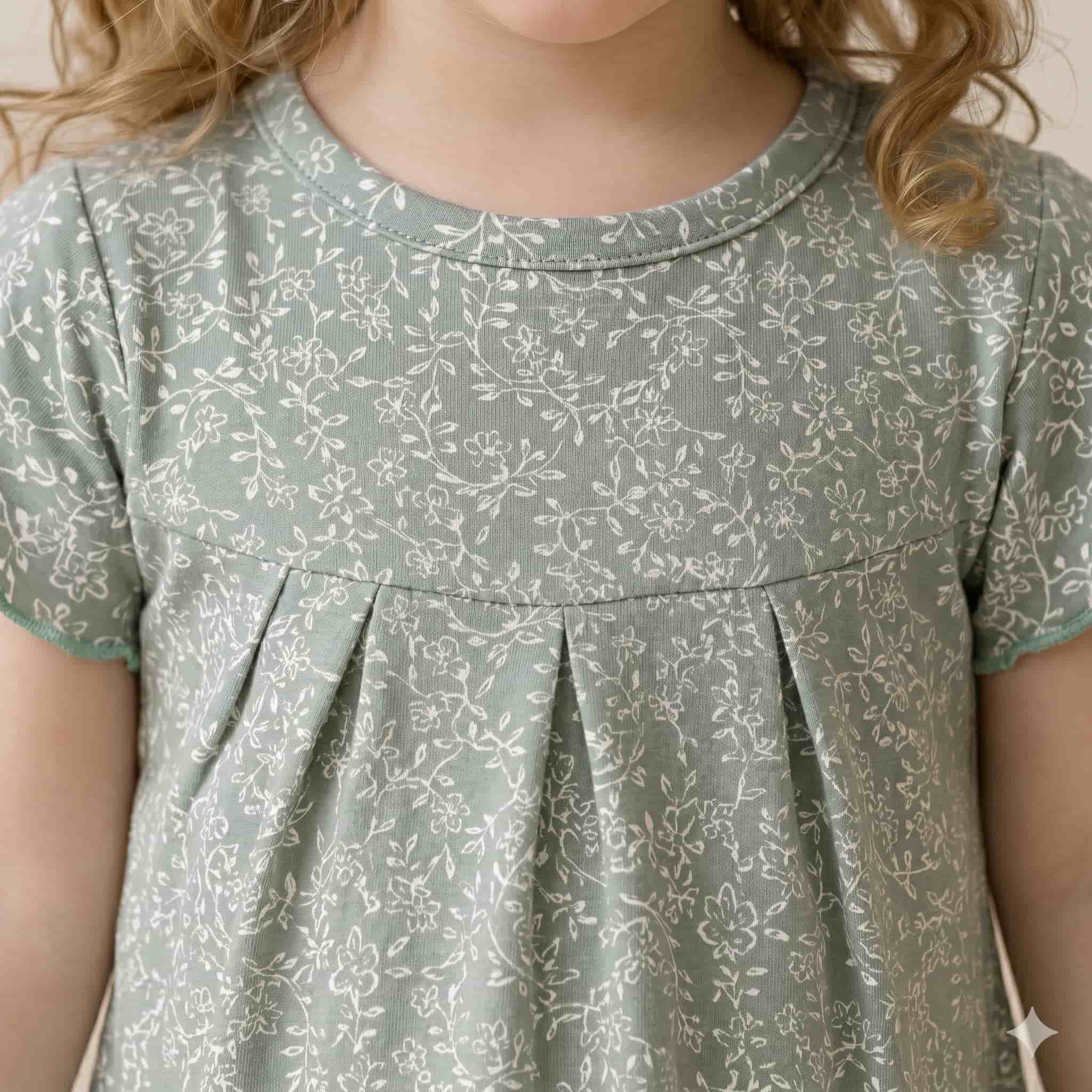 Sage Bloom Girls Half Sleeves Pajama Set – Green