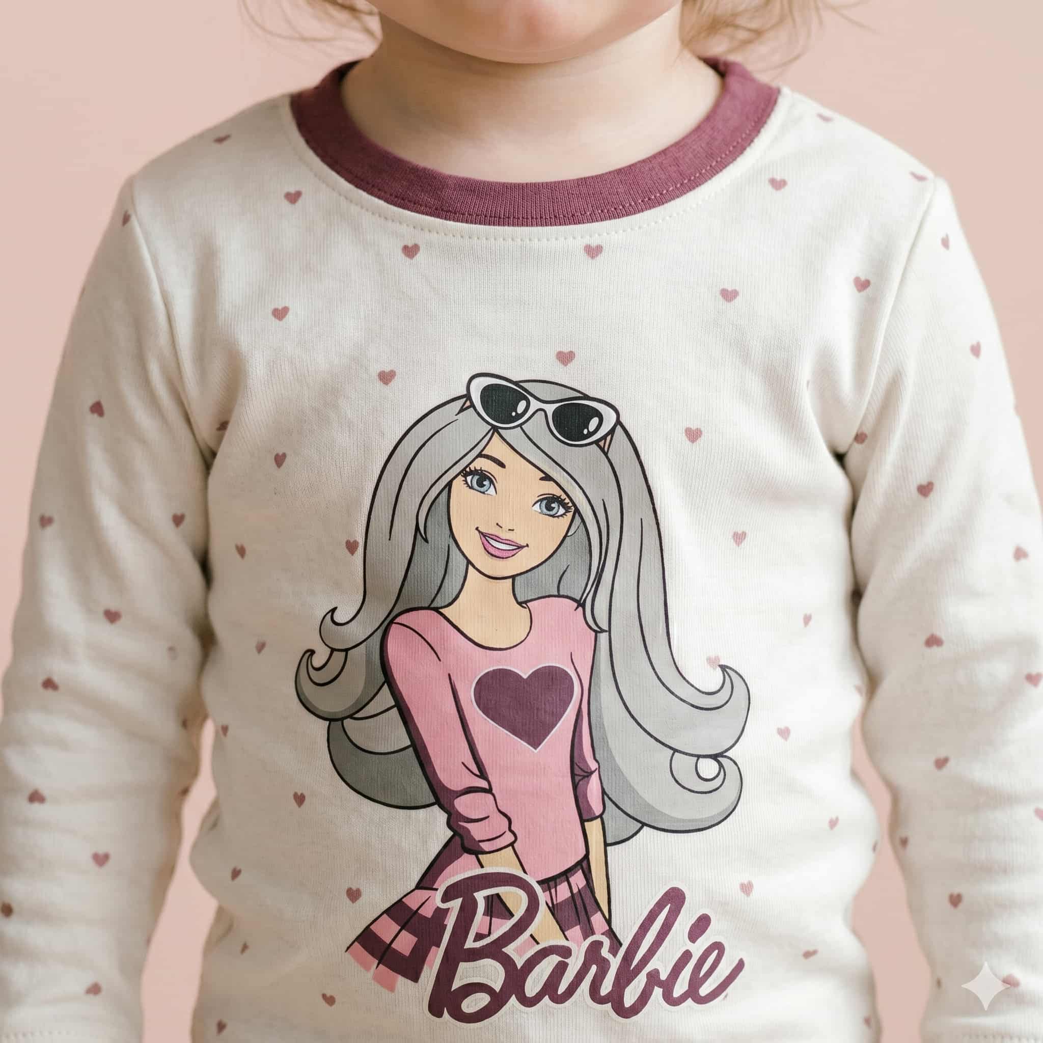 Barbie Chic Baby Girls Full Sleeves Pajama Set - Cream