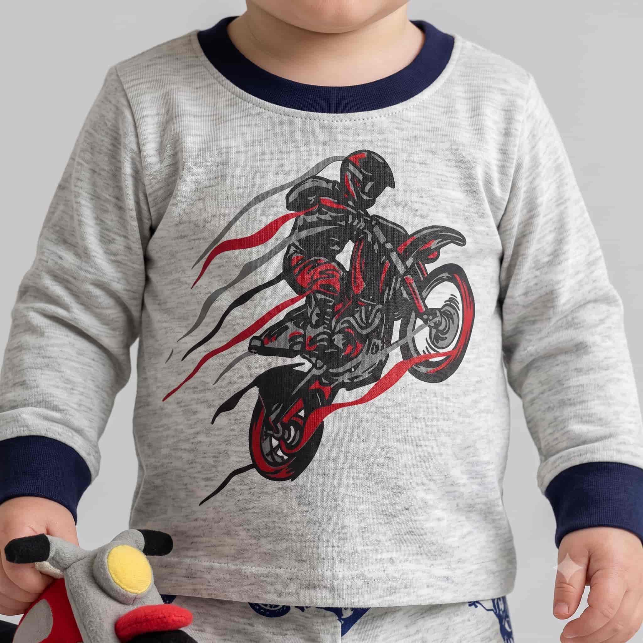 Speed Racer Baby Boys Full Sleeves Pajama Set - Grey