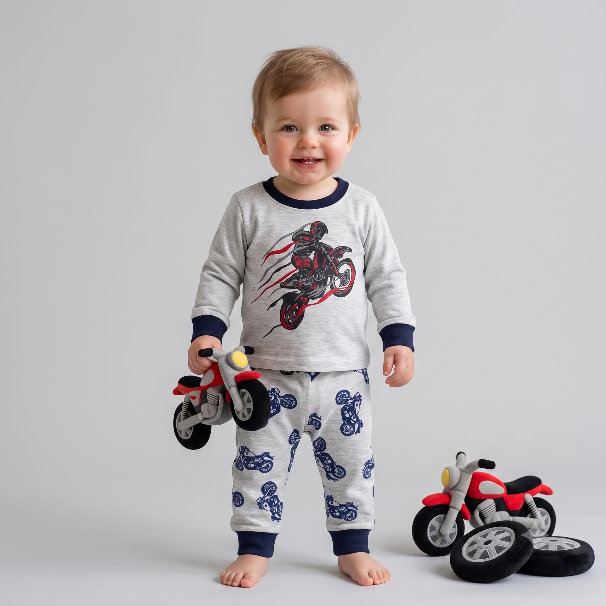 Speed Racer Baby Boys Full Sleeves Pajama Set - Grey