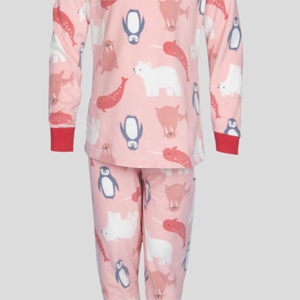 Penguin Girls Fleece Pajama Set - Pink