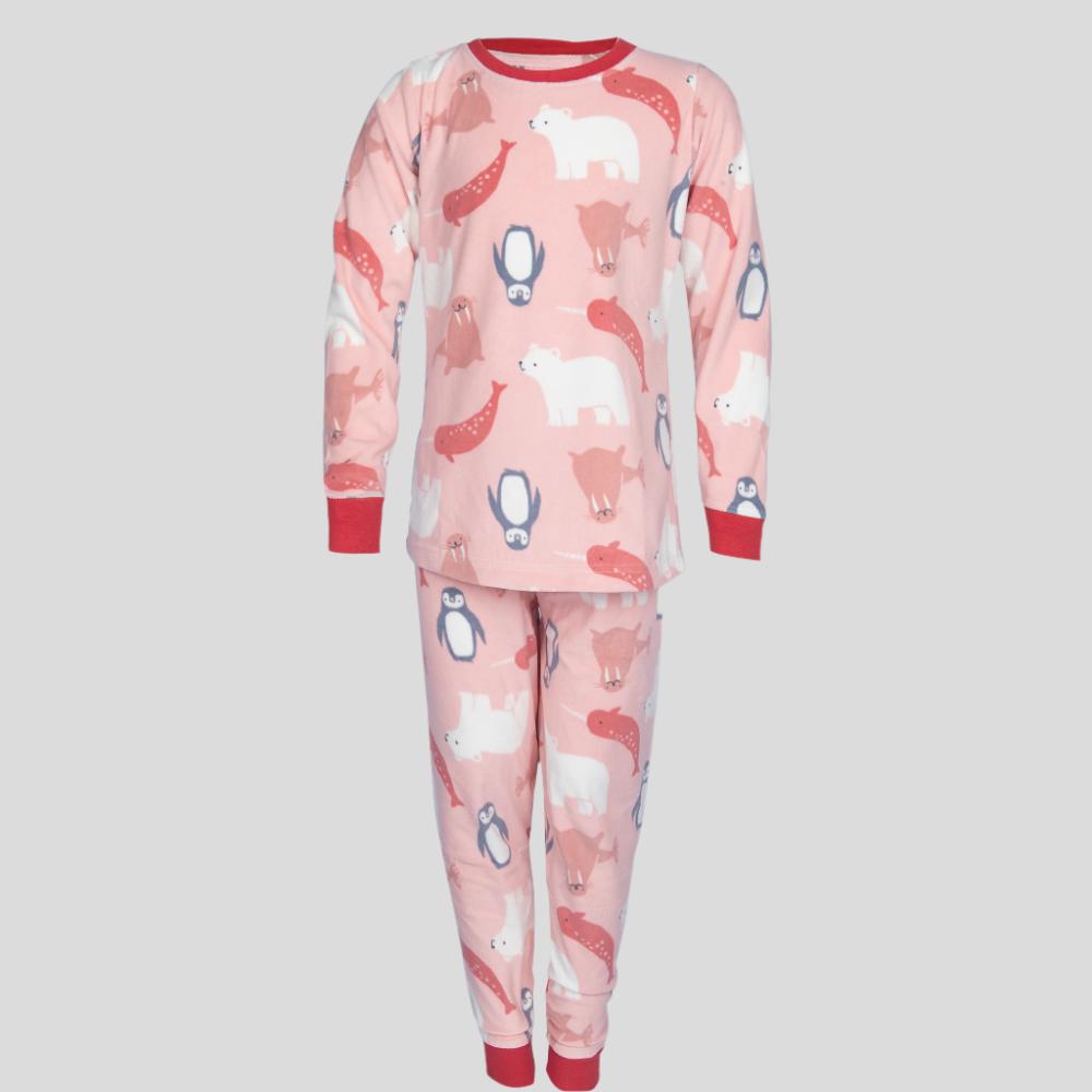 Penguin Girls Fleece Pajama Set - Pink