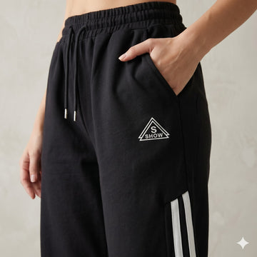 Midnight Sport Stripe Joggers Women Pants – Black